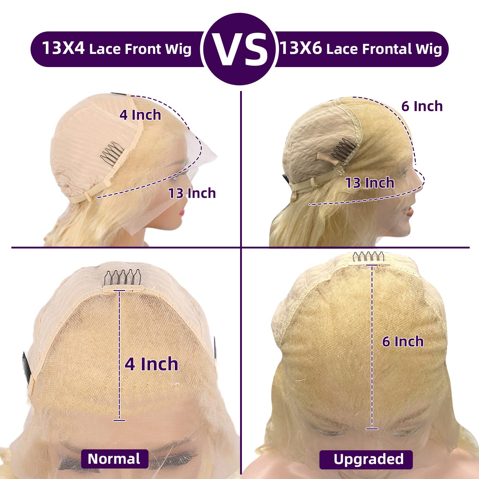 613 Deep Wave Lace Front Wig Human Hair - HD Transparent 13x6 Lace Frontal Wig 200% Density - Pre Plucked with Baby Hair - Blonde 26 Inch Human Hair Wigs for Women - Perfect for Daily Wear, Parties & Special Occasions