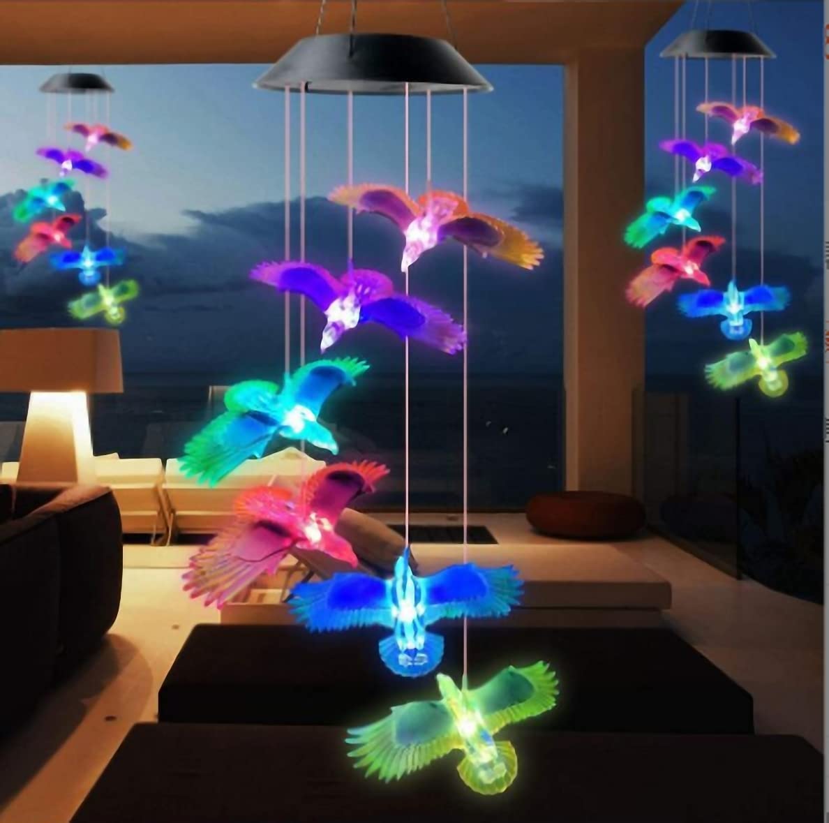 Solar Wind Chime with LED Color Changing Lights - Outdoor Solar Powered Decor for Patio, Garden, Yard - Romantic Ambiance for Evenings & Special Occasions