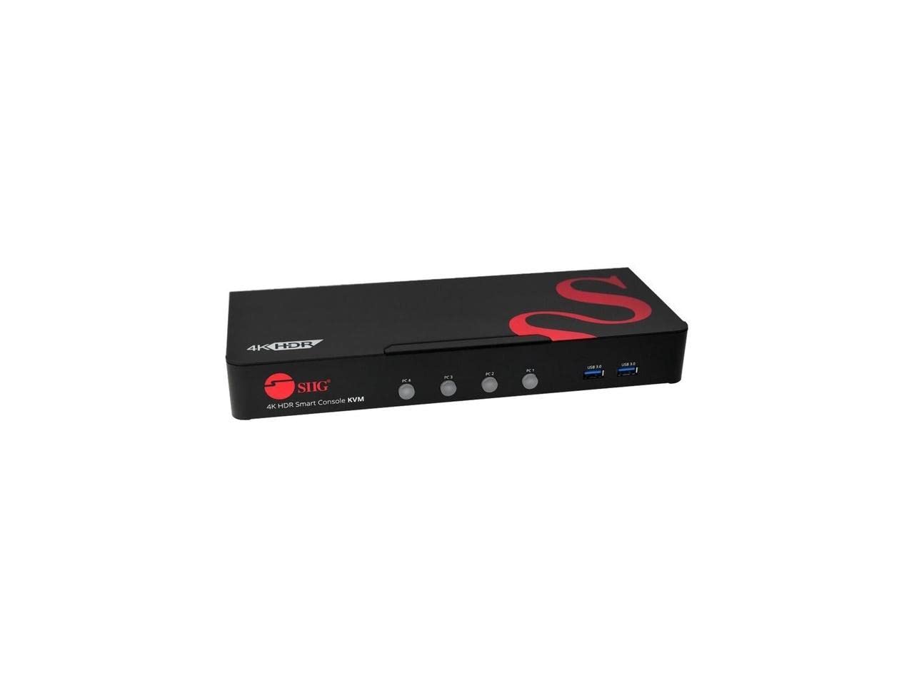 SIIG 4-Port HDMI 2.0 4K HDR KVM Switch with USB 3.0 Hub - Multi-Monitor Control for PC, Mac, Gaming & Home Office (CE-H25611-S1) | Ideal for Multi-Device Workspaces & Entertainment Centers