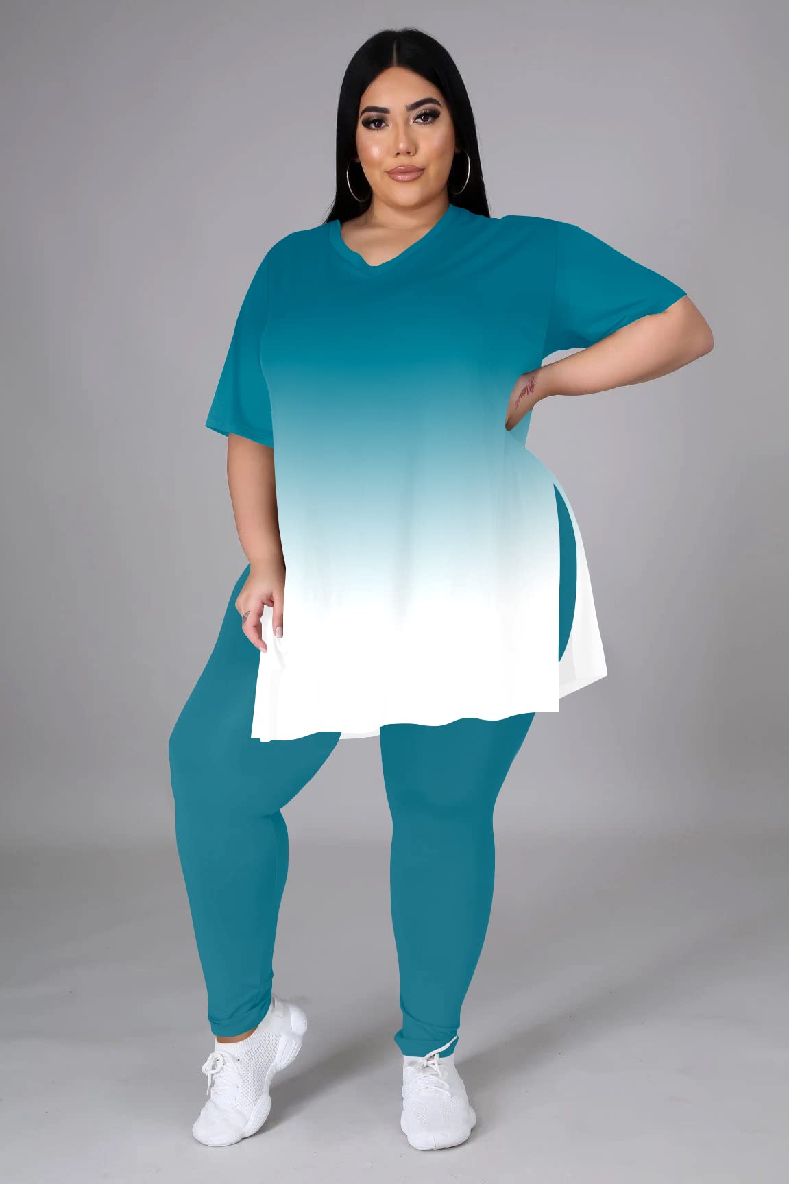 Plus Size Women's 2-Piece Loungewear Set - Oversized T-Shirt & Long Sweatpants Comfy Outfit for Summer | Casual Wear, Home Relaxation, Yoga & Travel