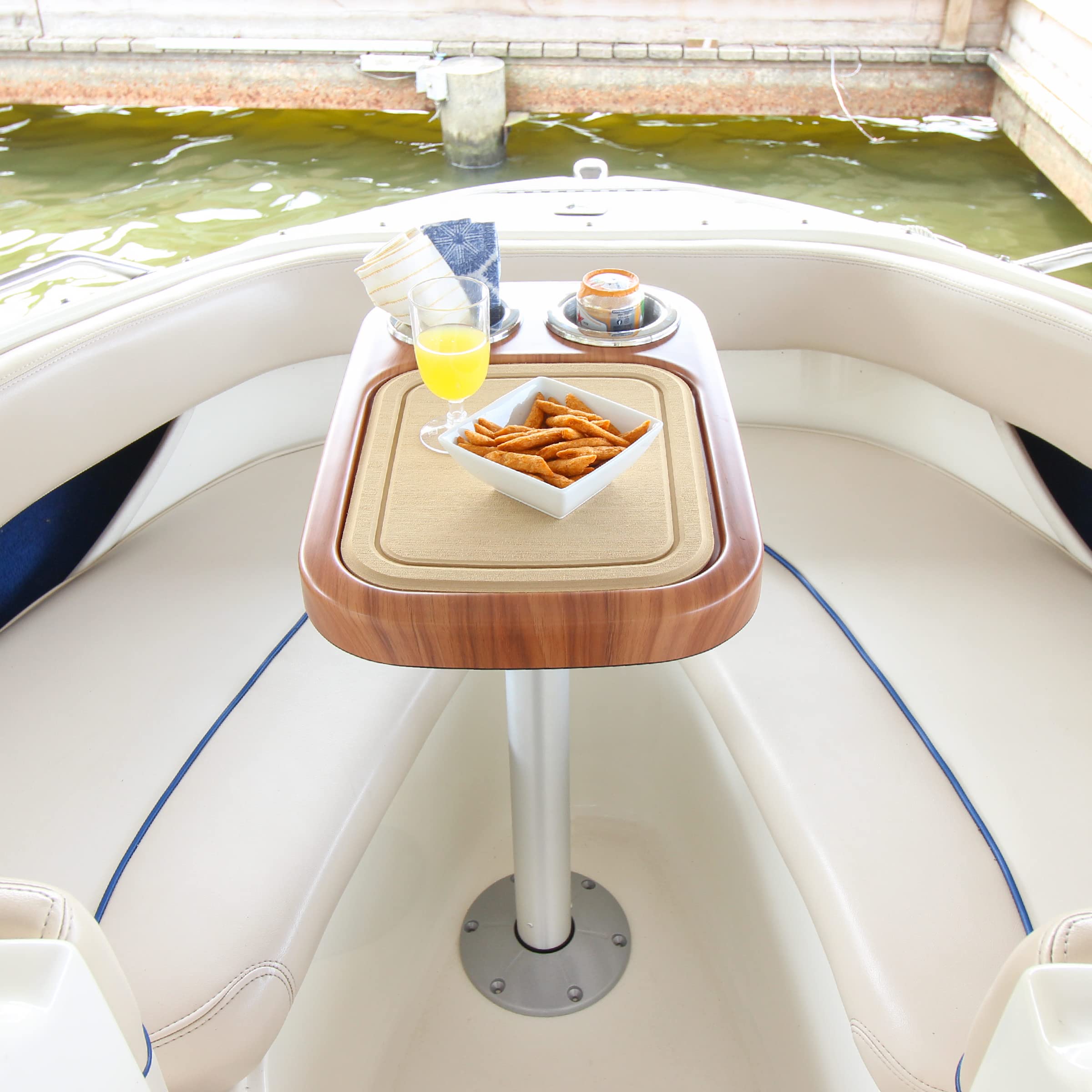 Manufacturers' Select ITC Marine Cocktail Boat Table Leg Set - Stainless Steel Pontoon Accessories with Center Foam Mat | Perfect for Boating, Yachting & Outdoor Entertaining
