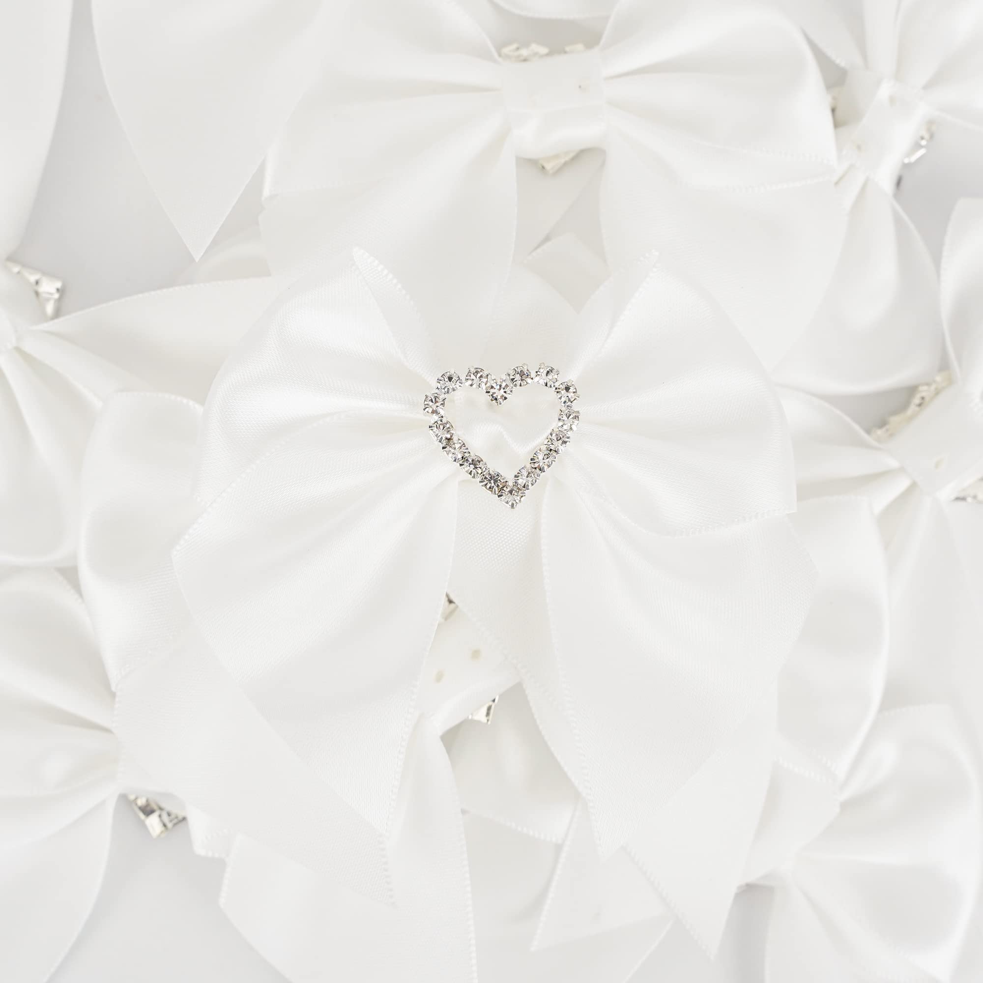 Sparkle Rhinestone Bows for Wedding, Baby Shower & Gift Wrapping - 12 Pack