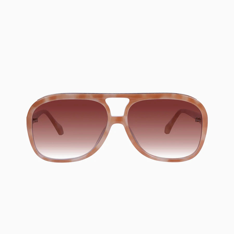 Pastel Tortoise Shell Sunglasses with Gold Metal Frame & Dark Orange Gradient Lenses - Stylish UV Protection for Beach, Driving & Outdoor Activities