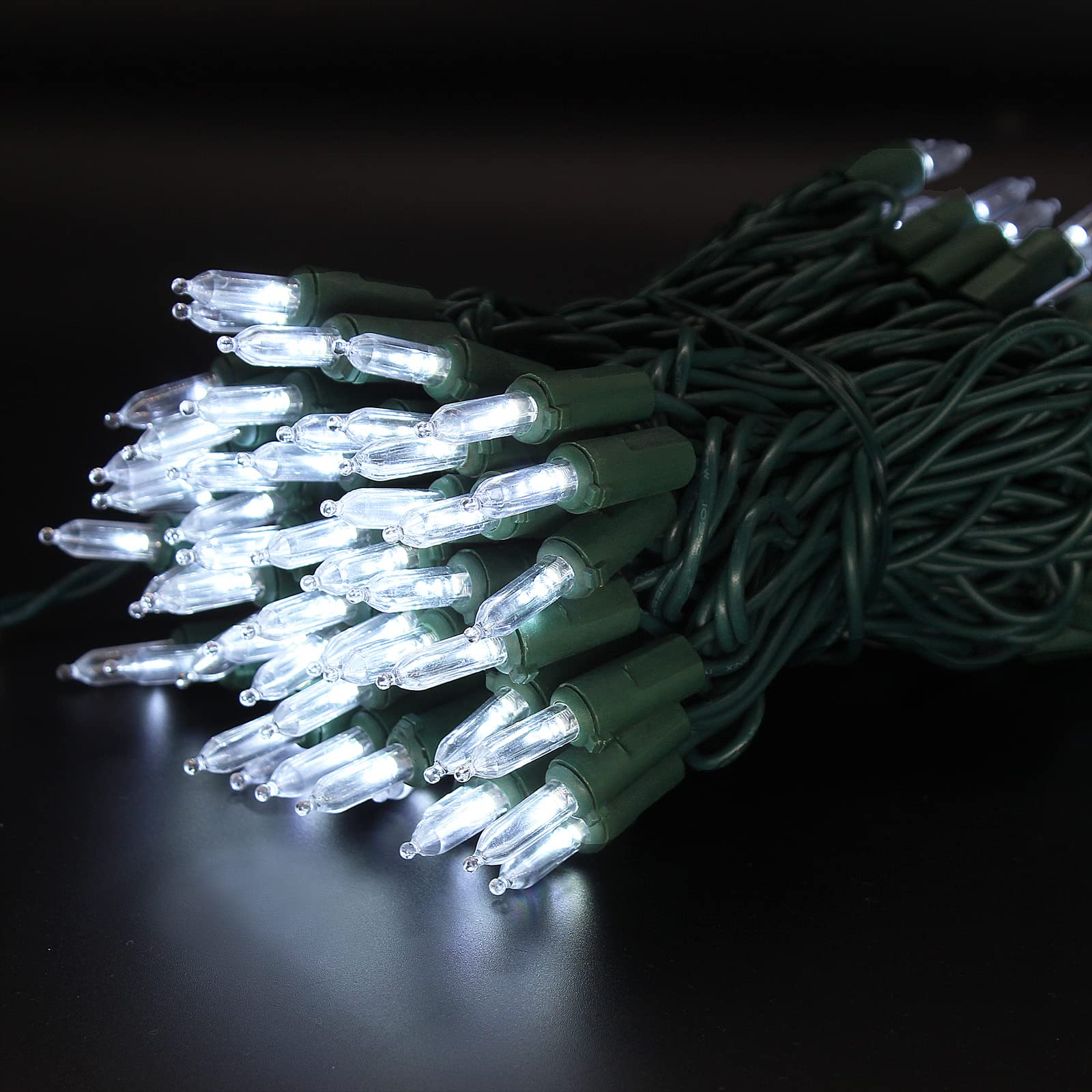 100-Count Cool White LED Christmas String Lights - 35 Ft Green Wire, UL Certified & Connectable - Mini Xmas Lights for Indoor & Outdoor Decor, Tree, Party, Wedding & Holiday Lighting