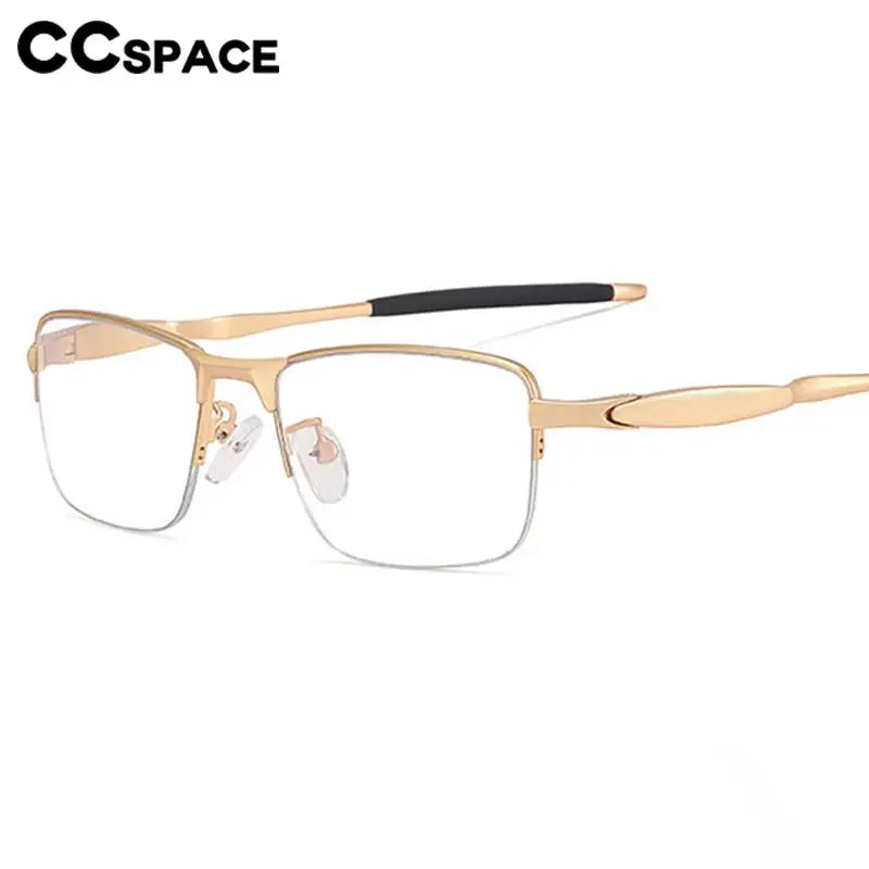 CCspace Unisex Semi-Rimless Small Square TR90 Titanium Eyeglasses 57236 - Lightweight & Durable Frame for Work, Reading, and Everyday Wear