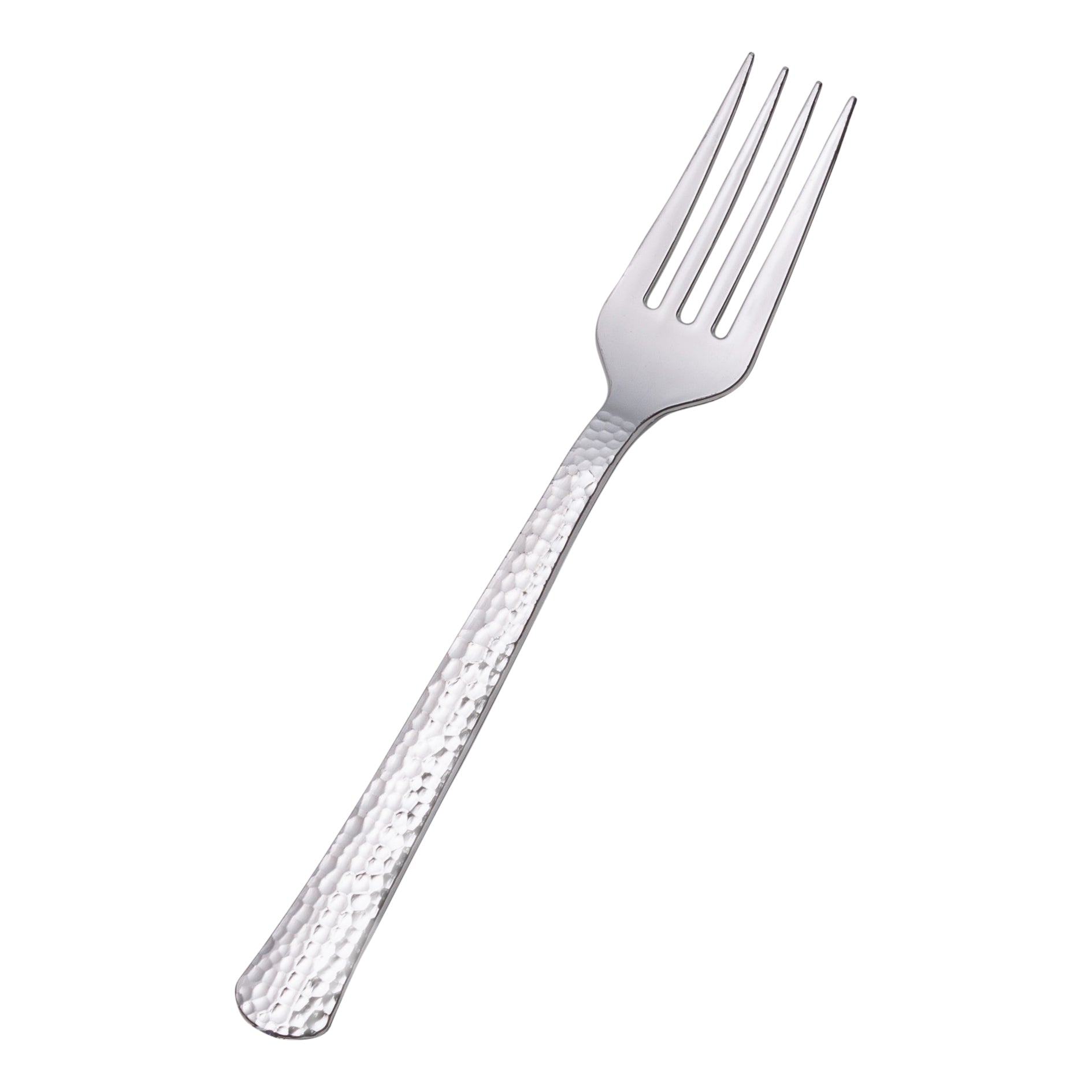 Disposable Shiny Metallic Silver Flatware Set - Elegant Hammered Cutlery for Parties, Weddings & Special Events - Perfect for Catering, Banquets & Upscale Dining