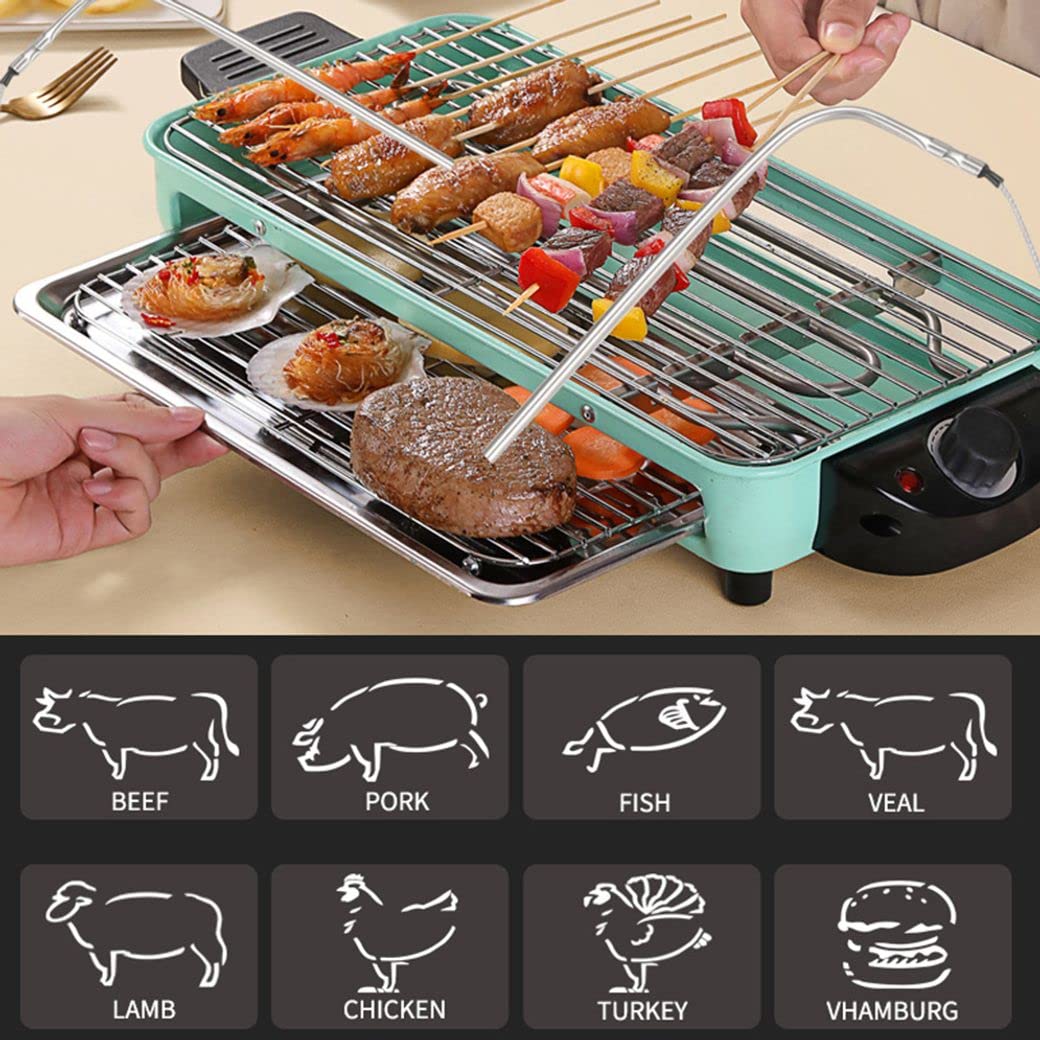 Wireless Touch Screen Digital Meat Thermometer - Dual Probe Food Thermometer with Large LCD Display, Backlight, Long Probe & Kitchen Timer for Grilling, Smoking, Baking & Cooking