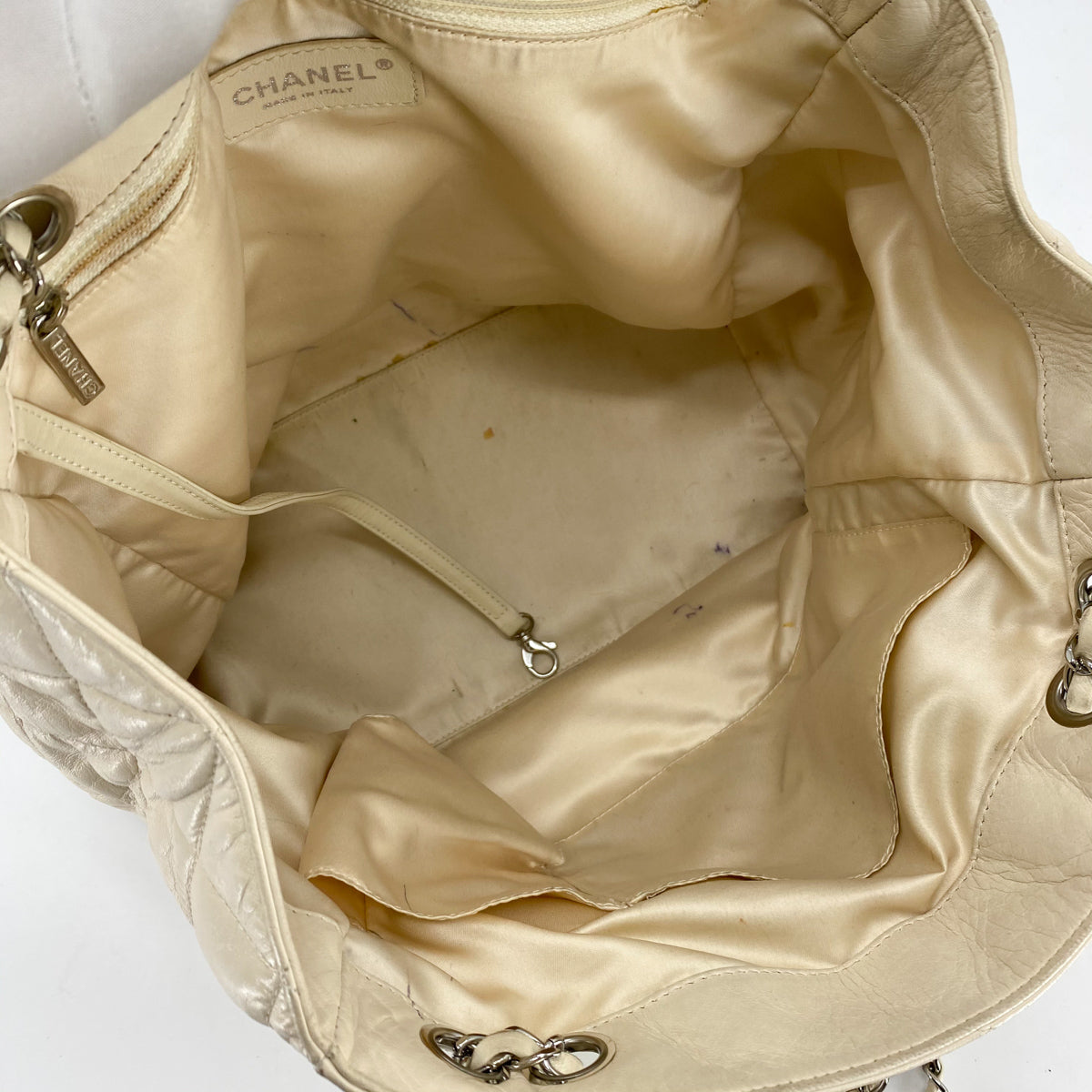 Chanel Quilted Calfskin Shoulder Bag in Cream | Luxury Designer Handbag for Women | Perfect for Work, Date Night & Special Occasions
