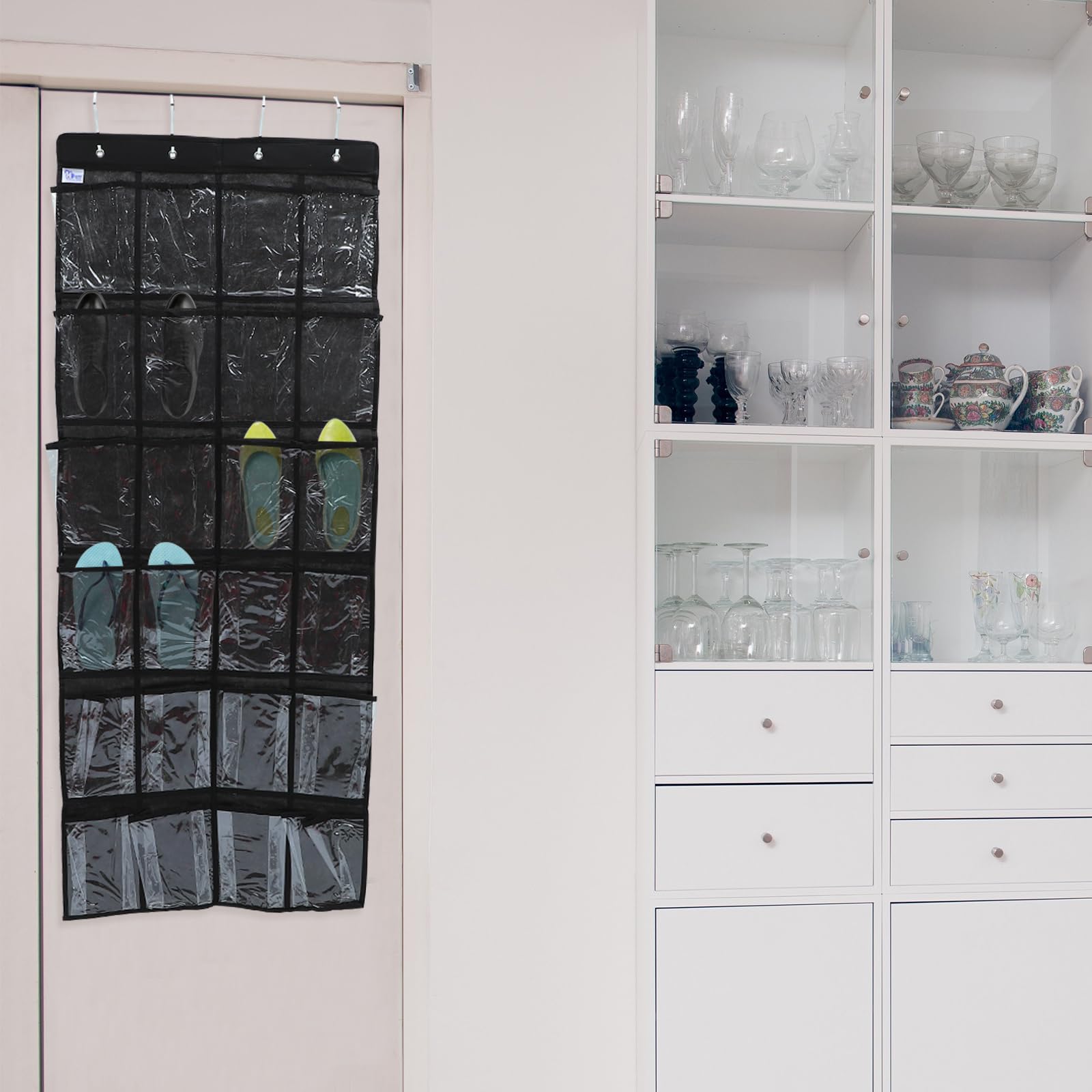 iplusmile Over Door Hanging Shoe Organizer - 24 Pockets Closet Storage Bag for Shoes, Accessories & Toys | Space Saving Solution for Bedroom, Closet & Dorm Room Organization