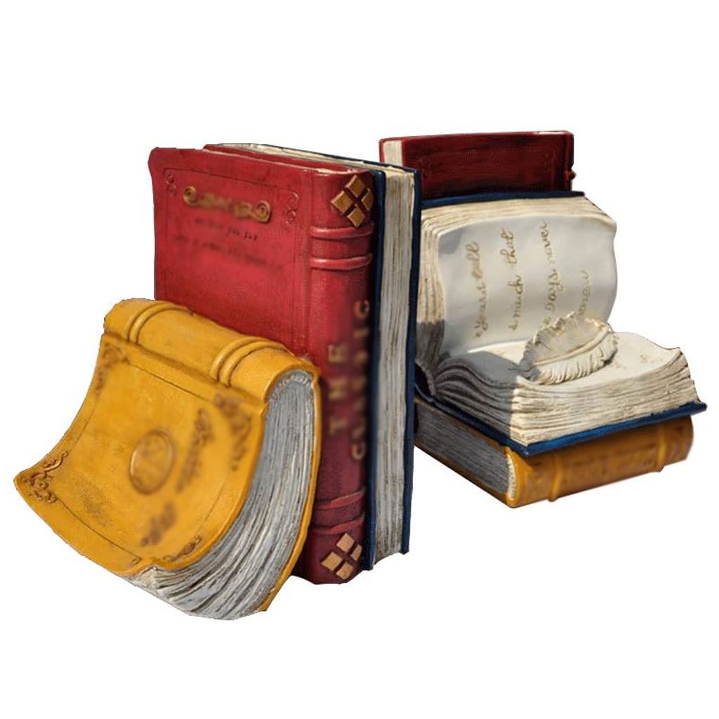 European Classical Book-Shaped Resin Bookends - Elegant Home & Office Decor for Bookshelves, Desks, and Libraries | Perfect for Organizing Books in Study Rooms, Living Rooms, and Workspaces