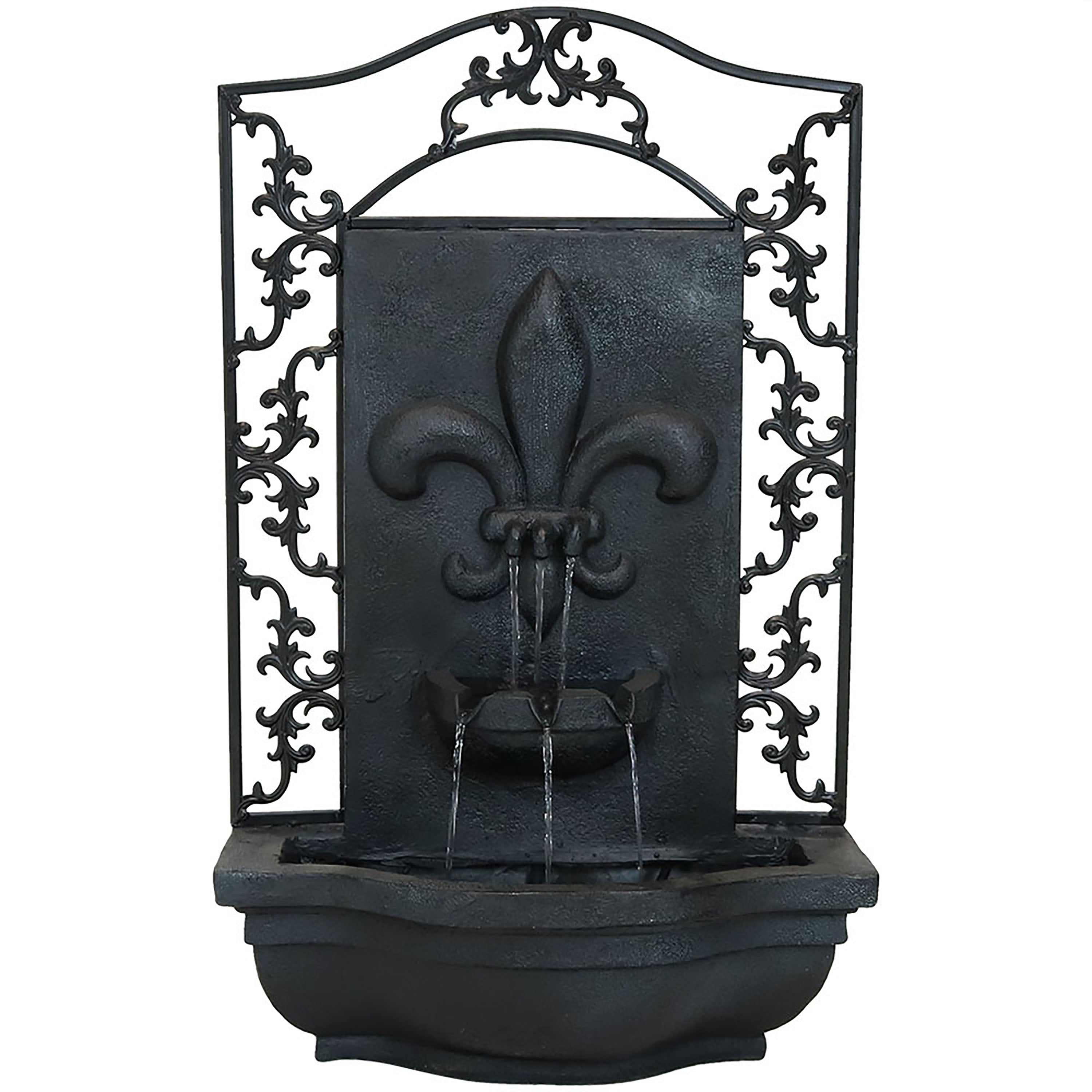 Sunnydaze French Lily Solar Powered Outdoor Wall Fountain - Elegant Garden Water Feature for Patio, Yard, and Backyard Decor