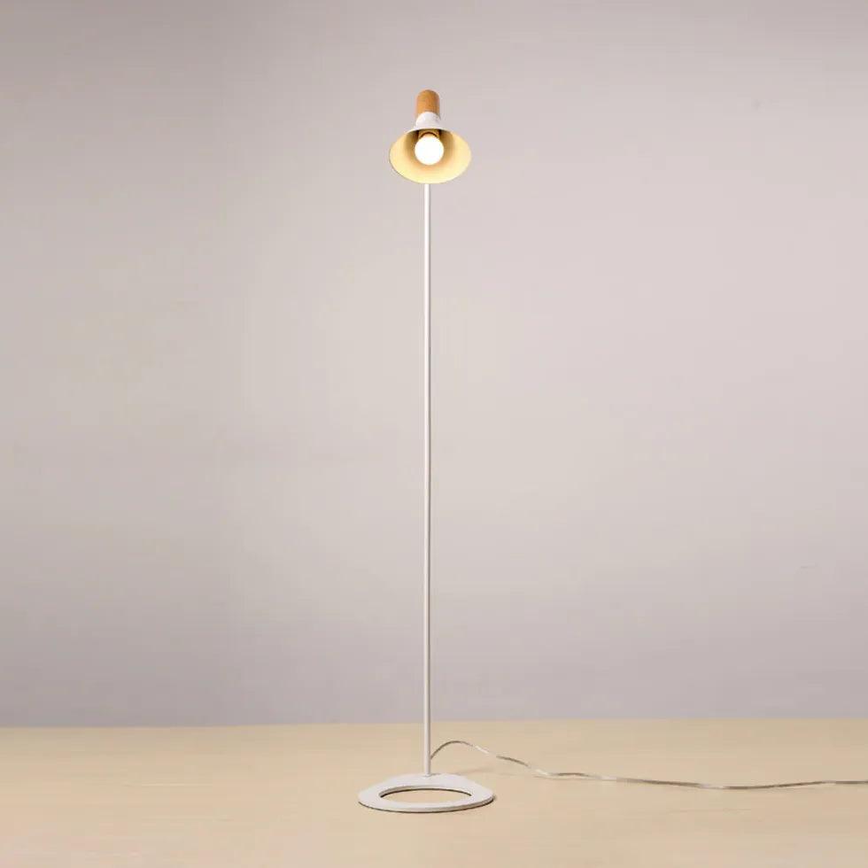 Modern Wooden Cone Black Slim Floor Lamp - Minimalist Home Decor for Living Room, Bedroom, or Office Lighting