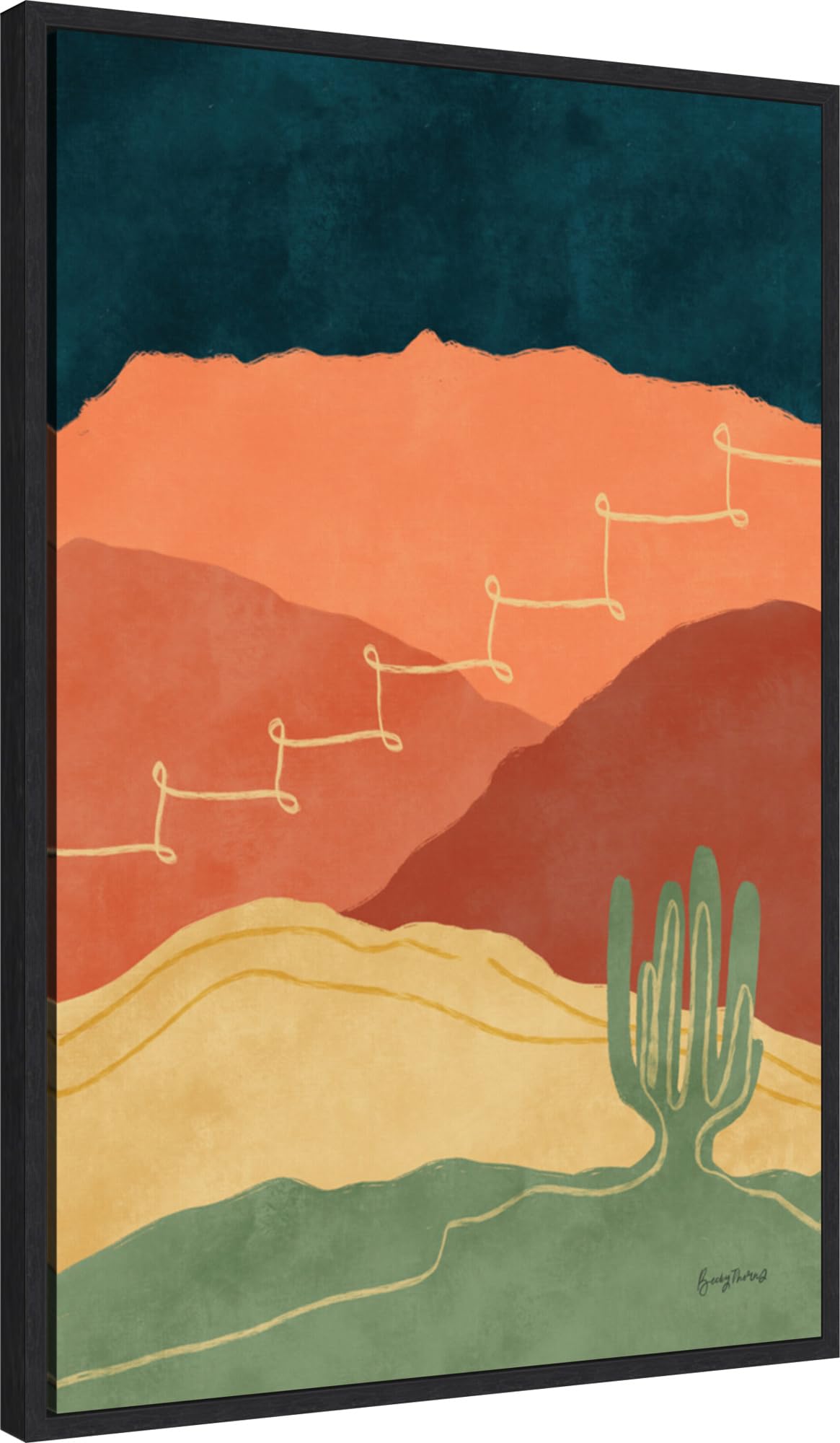 Amanti Art Framed Canvas Wall Art 33x23 - Mountainous II Abstract Painting by Becky Thorns | Modern Framed Wall Decor for Living Room, Bedroom, Bathroom & Kitchen | Perfect for Home, Office & Gift Giving