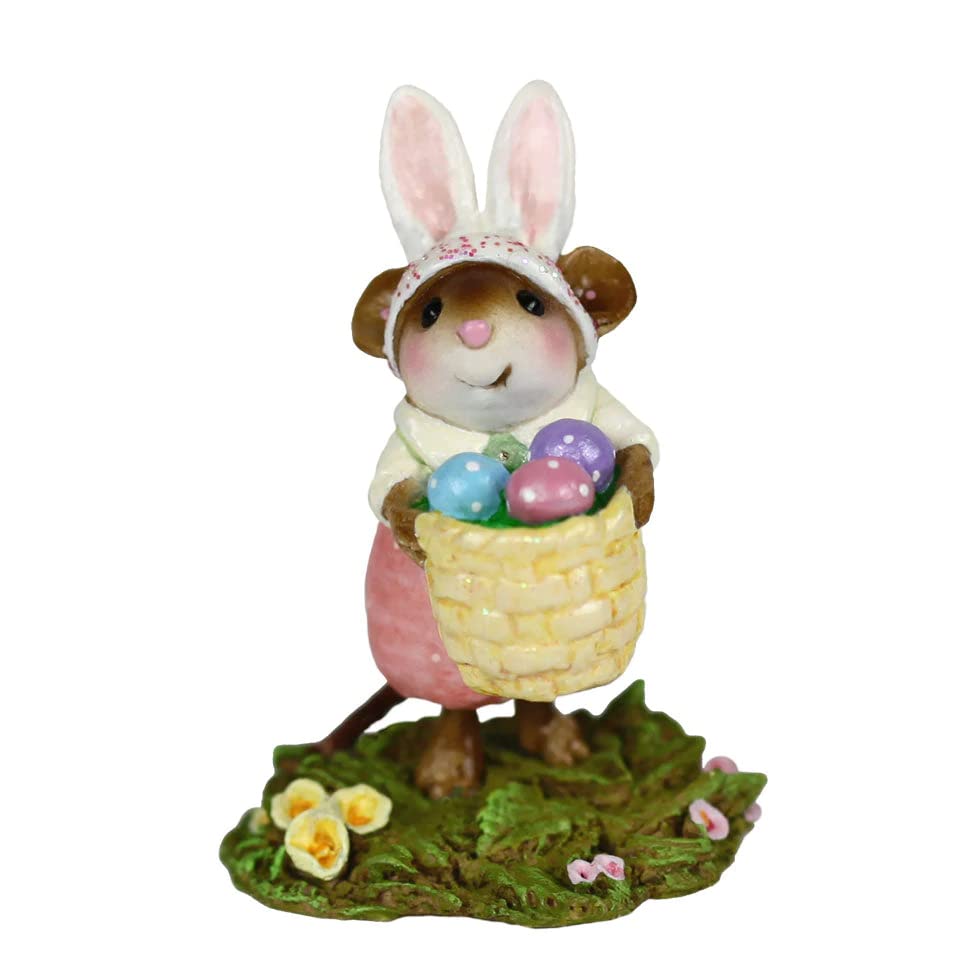Wee Forest Folk M-719a Hoppy Easter Girl Figurine - Pink Ceramic Collectible (New 2022) | Easter Decorations, Spring Home Decor, Gift for Collectors