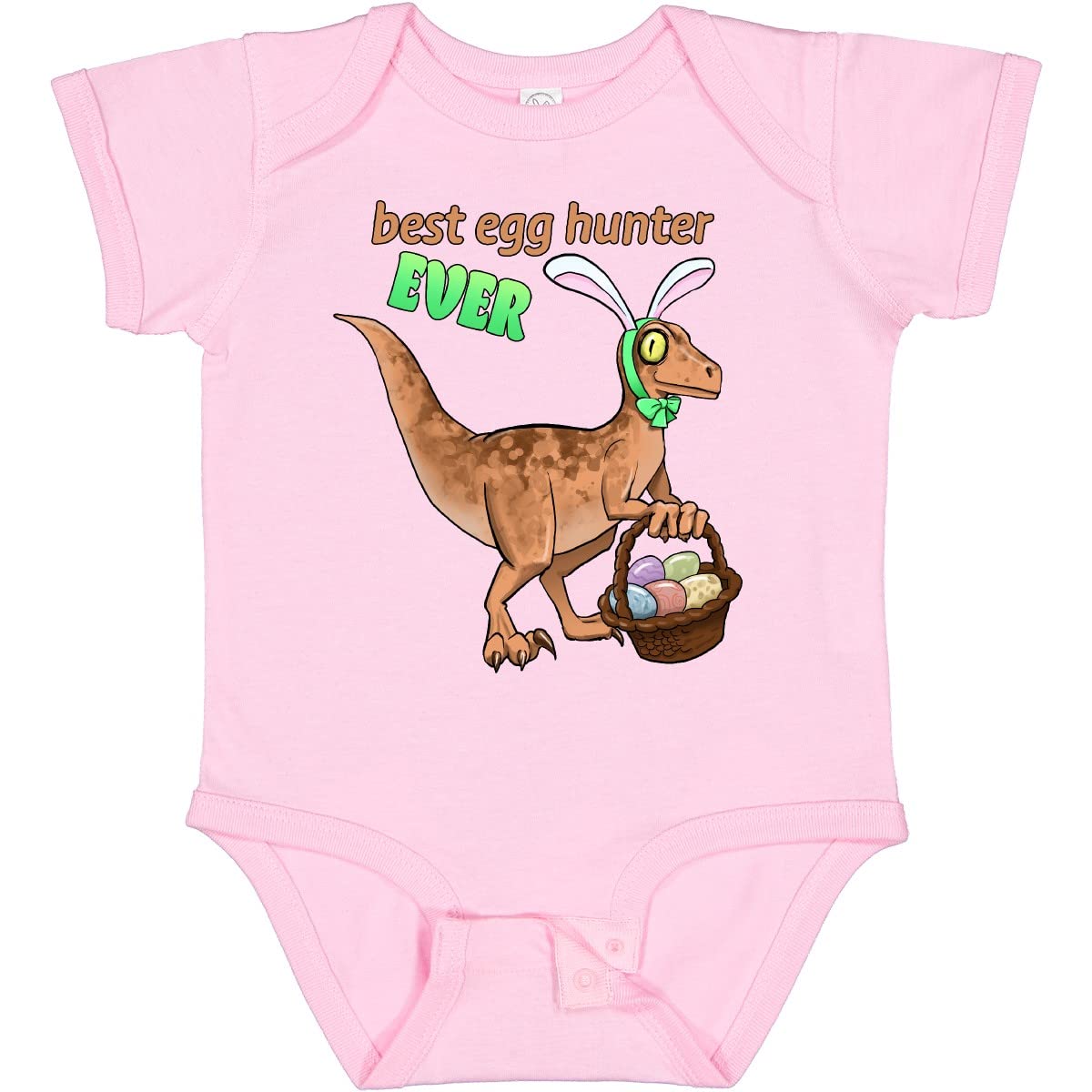 Inktastic Best Egg Hunter Ever Easter Dinosaur Baby Bodysuit - Cute Dino Outfit for Easter Egg Hunt, Baby Shower & Holiday Photos - Soft Cotton Infant Onesie for Boys & Girls