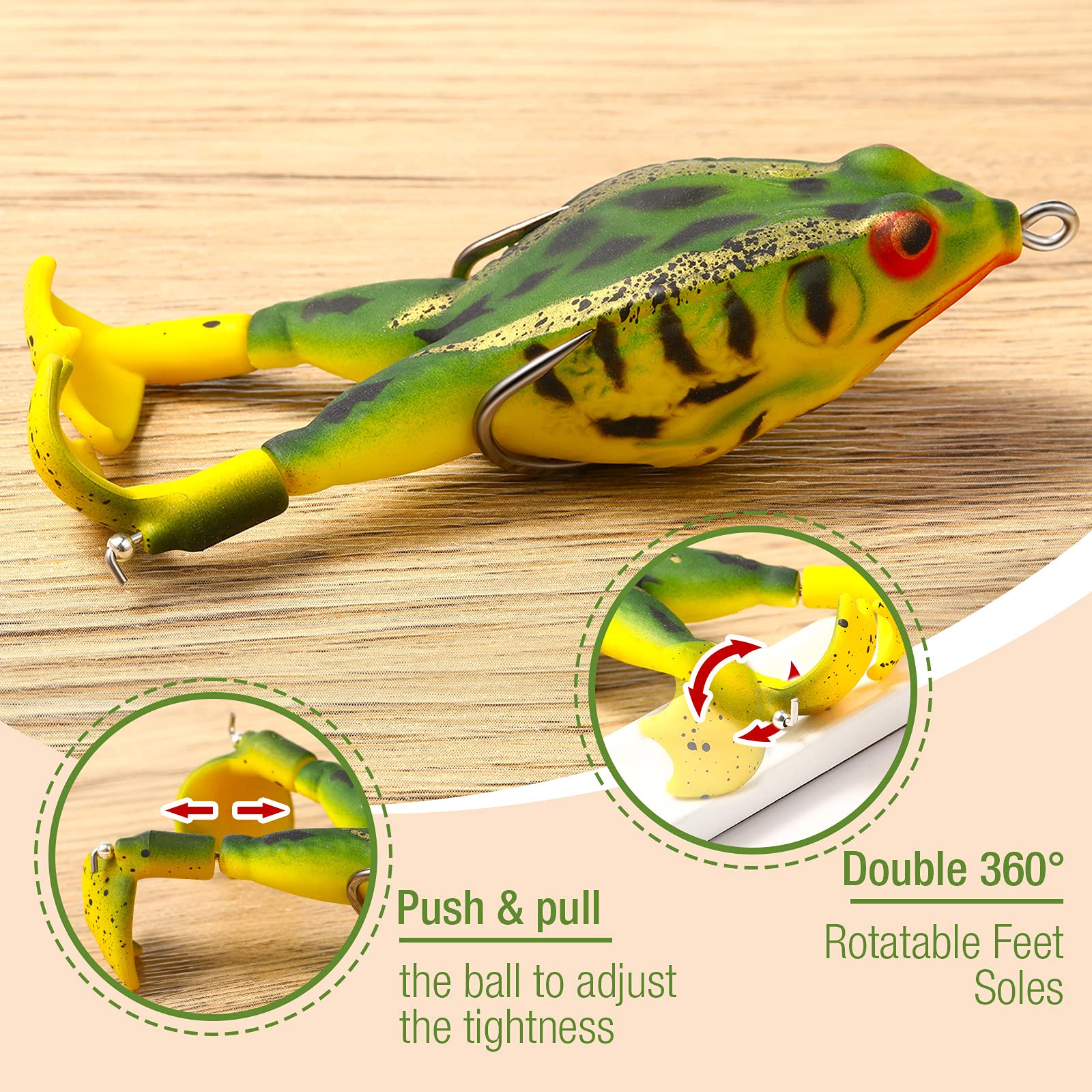Leitee 10-Piece Frog Lure Set - Weedless Topwater Fishing Lures for Bass & Trout - Floating Soft Swimbait Bait with Multiple Colors - Freshwater & Saltwater Fishing Gear - Perfect for Pond, Lake and River Fishing
