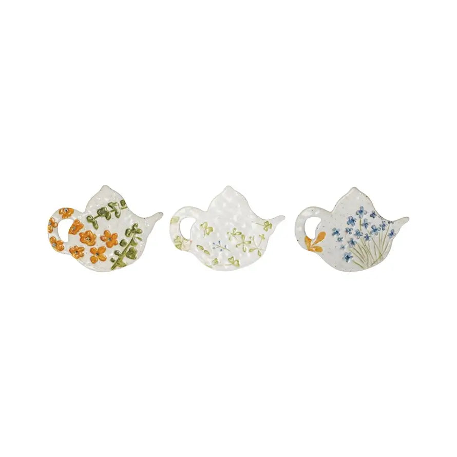 Hand Painted Stoneware Teapot with Infuser - Ceramic Tea Bag Holder for Loose Leaf & Herbal Tea - Perfect for Afternoon Tea, Gift Giving & Kitchen Decor