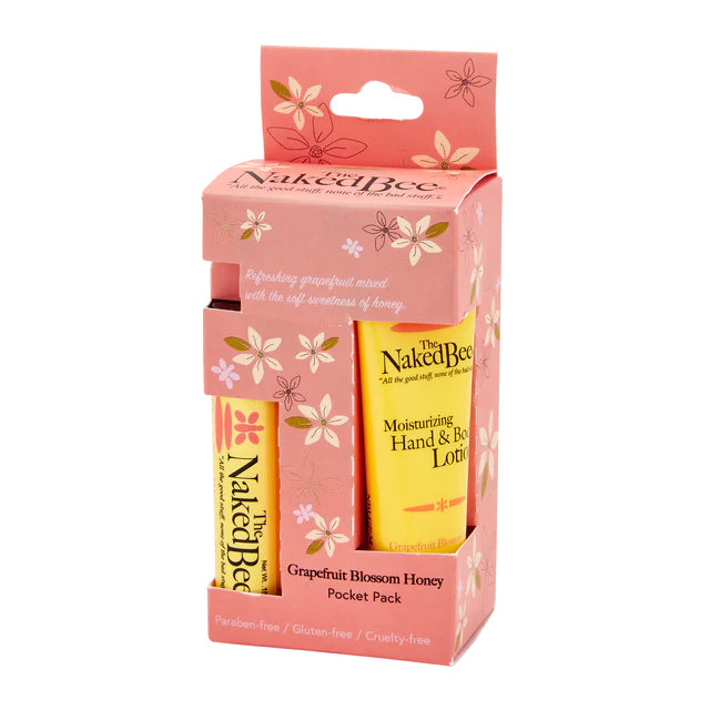 The Naked Bee Grapefruit Blossom Pocket Pack - Natural Hand Cream & Lotion for Dry Skin - Perfect for Travel, Office & On-the-Go Hydration