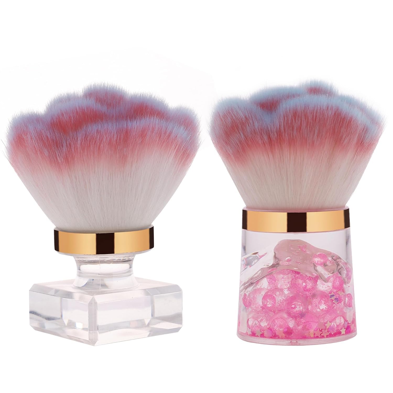 Pink Rose Nail Dust Brush for Acrylic Nails - Dust Collector & Makeup Brush for Nail Art & Beauty