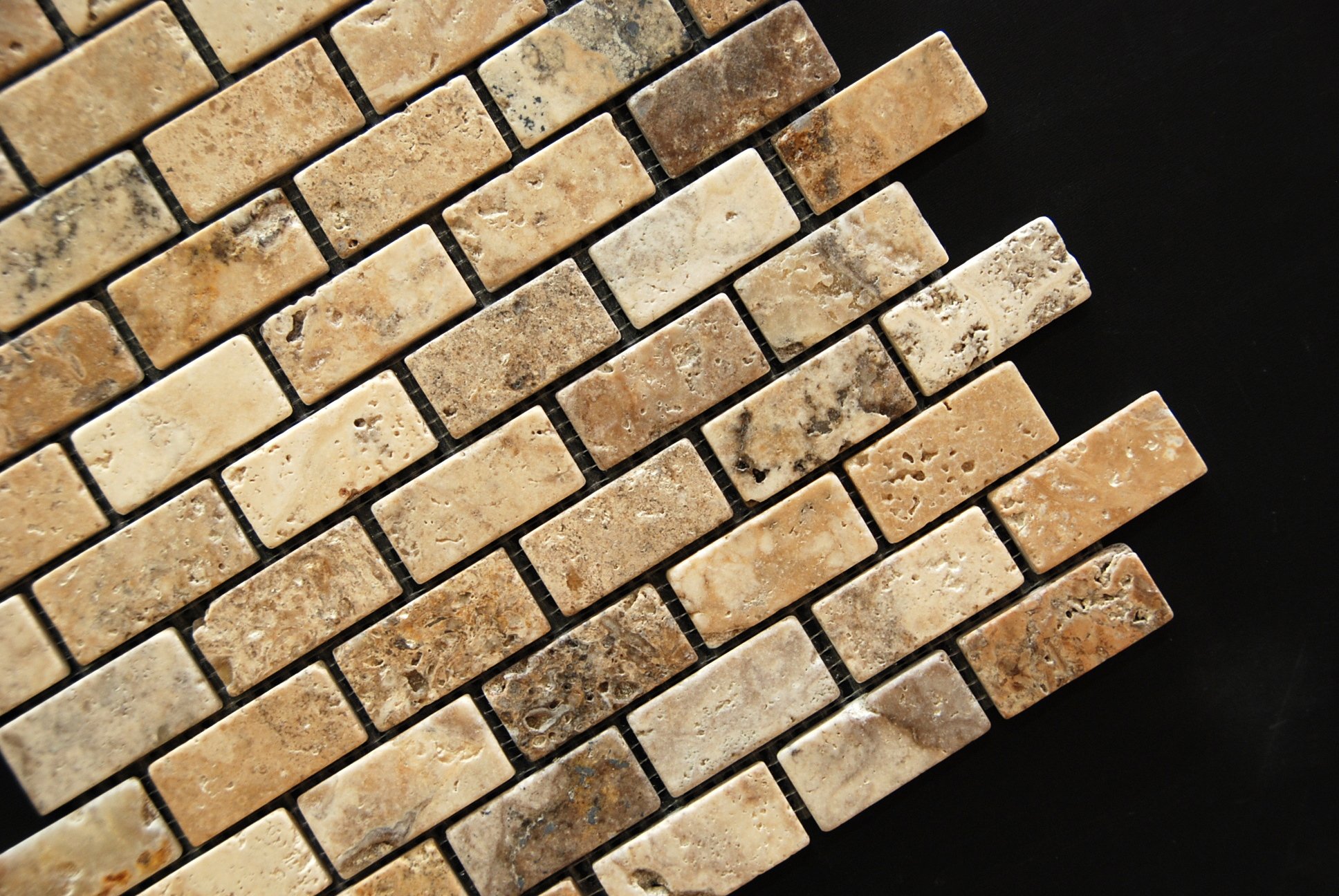 Philadelphia 1 X 2 Tumbled Travertine Brick Mosaic Tile - Box of 5 sq. ft. for Kitchen Backsplash, Bathroom Wall & Flooring