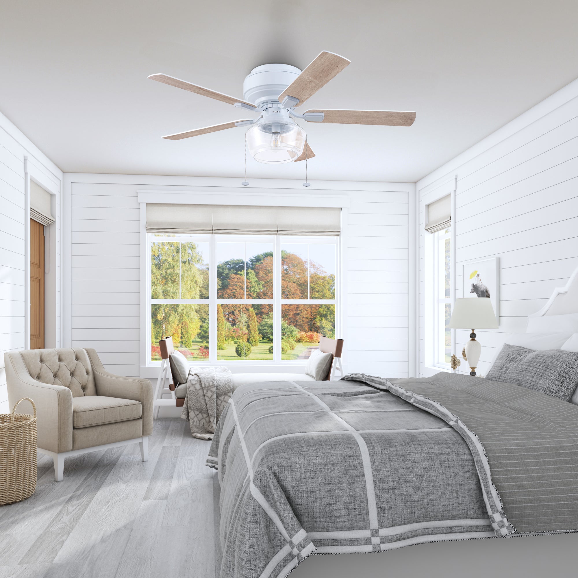 52 Inch White MaCenna Ceiling Fan with Pull Chain & Quick Attach™ - Perfect for Living Room, Bedroom, and Office Spaces
