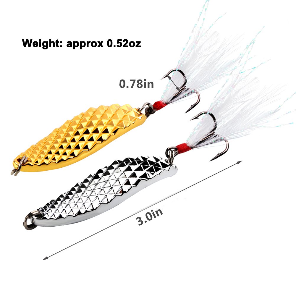 Best Sougayilang Fishing Spoons - Hard Metal Fishing Lures with Treble Hooks for Salmon & Bass (1/2 oz) - Perfect for Freshwater & Saltwater Fishing