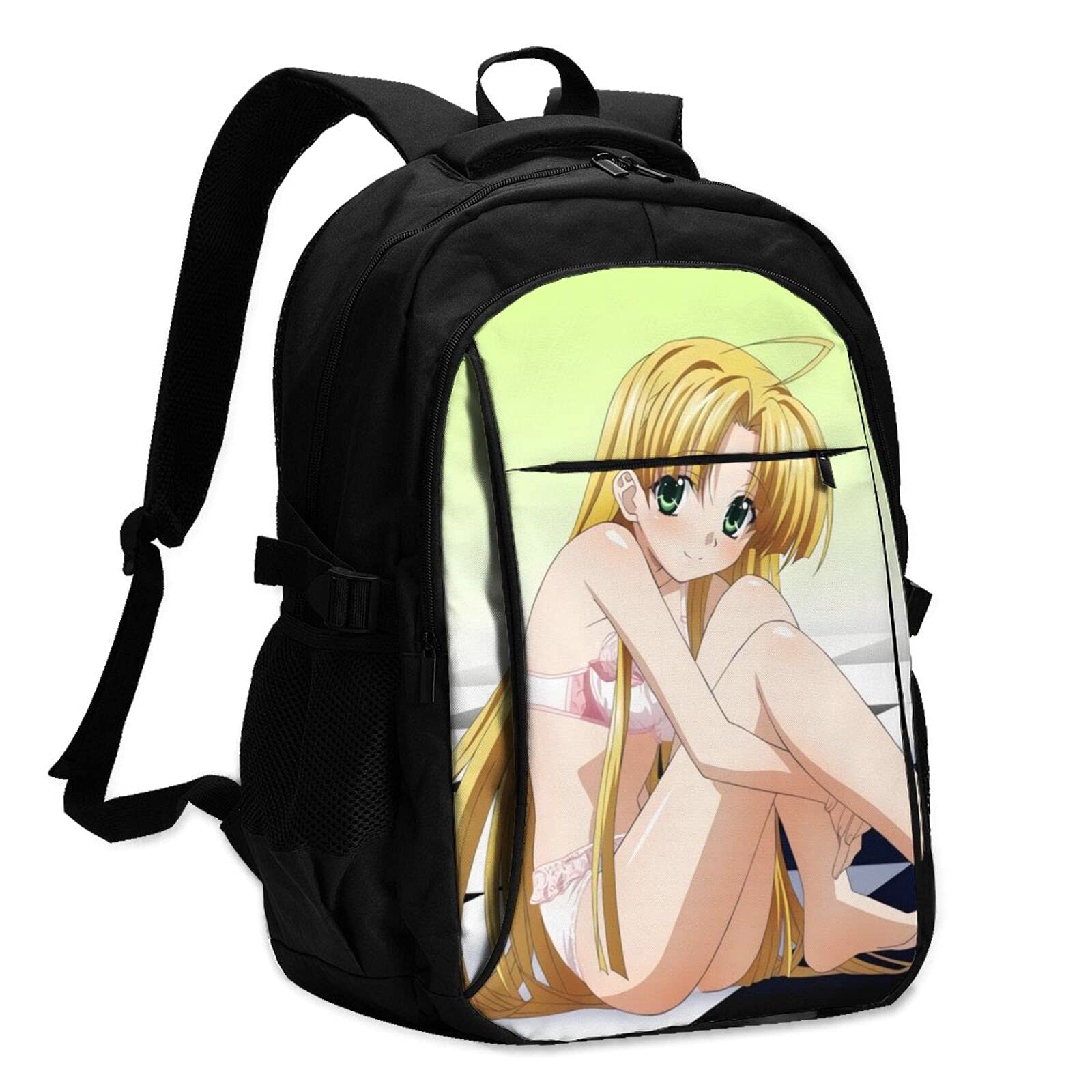 Durable High School DxD Anime Backpack with USB Charging Port & Headphone Hole - Waterproof Laptop Bookbag for School, Travel & Work | Perfect for Anime Fans, Students & Commuters