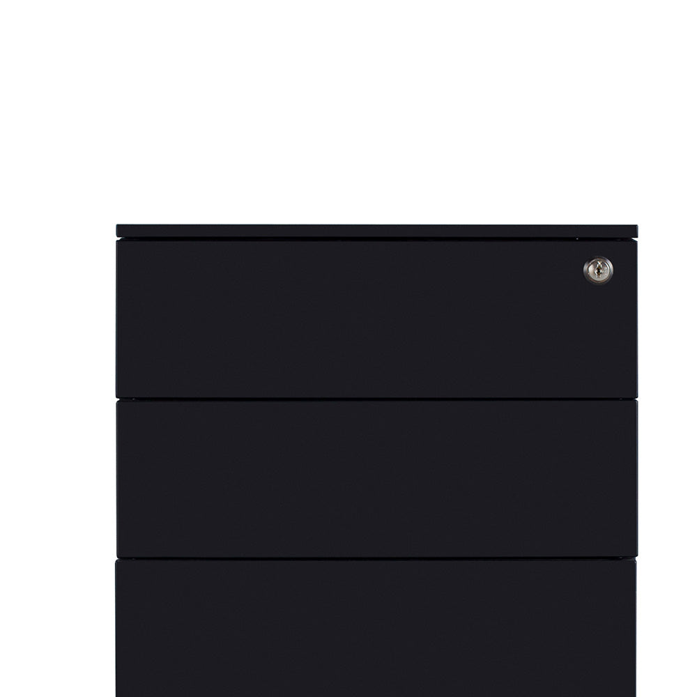 MARLO 3 Drawer Mobile Pedestal Cabinet - Black Rolling Storage Organizer for Office, Home, or Classroom Use