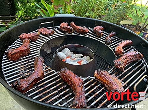Vortex Small Direct Cooking Charcoal Grill BBQ Accessory Cone for Weber Smokey Mountain WSM (18.5 & 22.5 Inch) | Stainless Steel | Genuine USA Made | Perfect for Smoking, Grilling & Outdoor Cooking