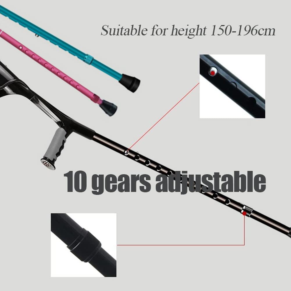 Premium Adjustable Folding Forearm Crutches (2-Pack) - Lightweight Aluminum Open Cuff Crutches for Adults & Youth (150-196cm Height) - Ideal for Mobility Support, Injury Recovery & Daily Use (Pink)