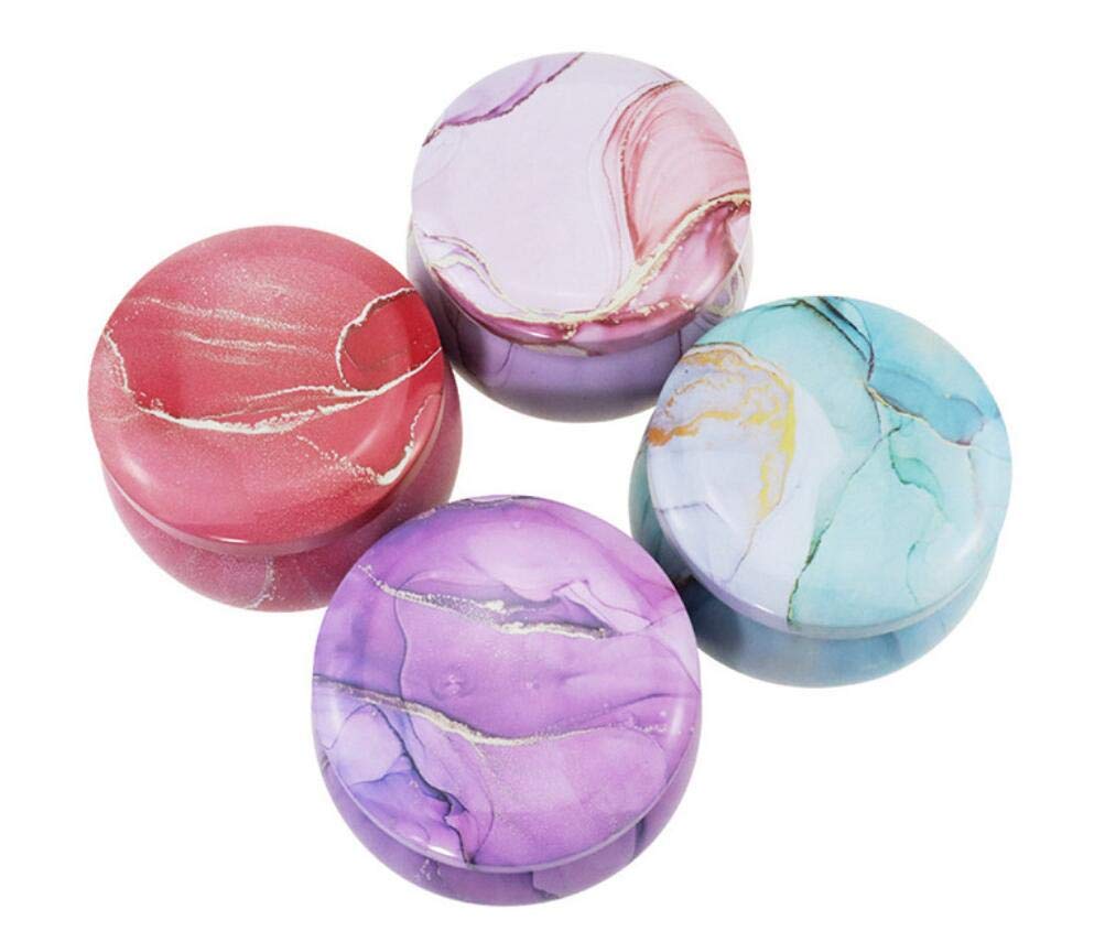 Colorful Marble Pattern Metal Storage Tins with Lids - 4 Pack Empty Round Candy Containers for DIY Candles, Cookies, Lip Balm, Cosmetics | Perfect for Home, Office & Party Treat Organization