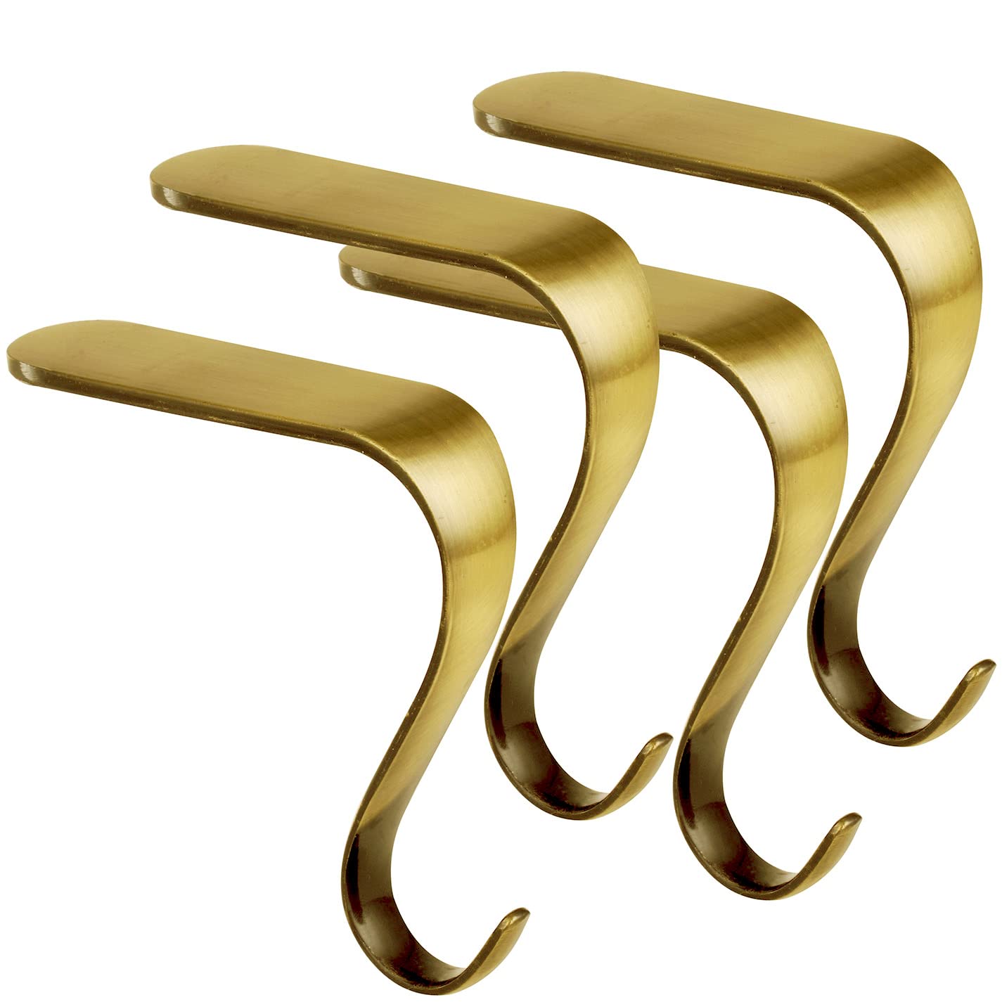 4 Pack Christmas Stocking Holders - Bronze Metal Mantel Hangers with Non-Slip Design for Fireplace, Holiday Decorations - Perfect for Christmas Party, Home Decor & Festive Fireplace Stocking Display