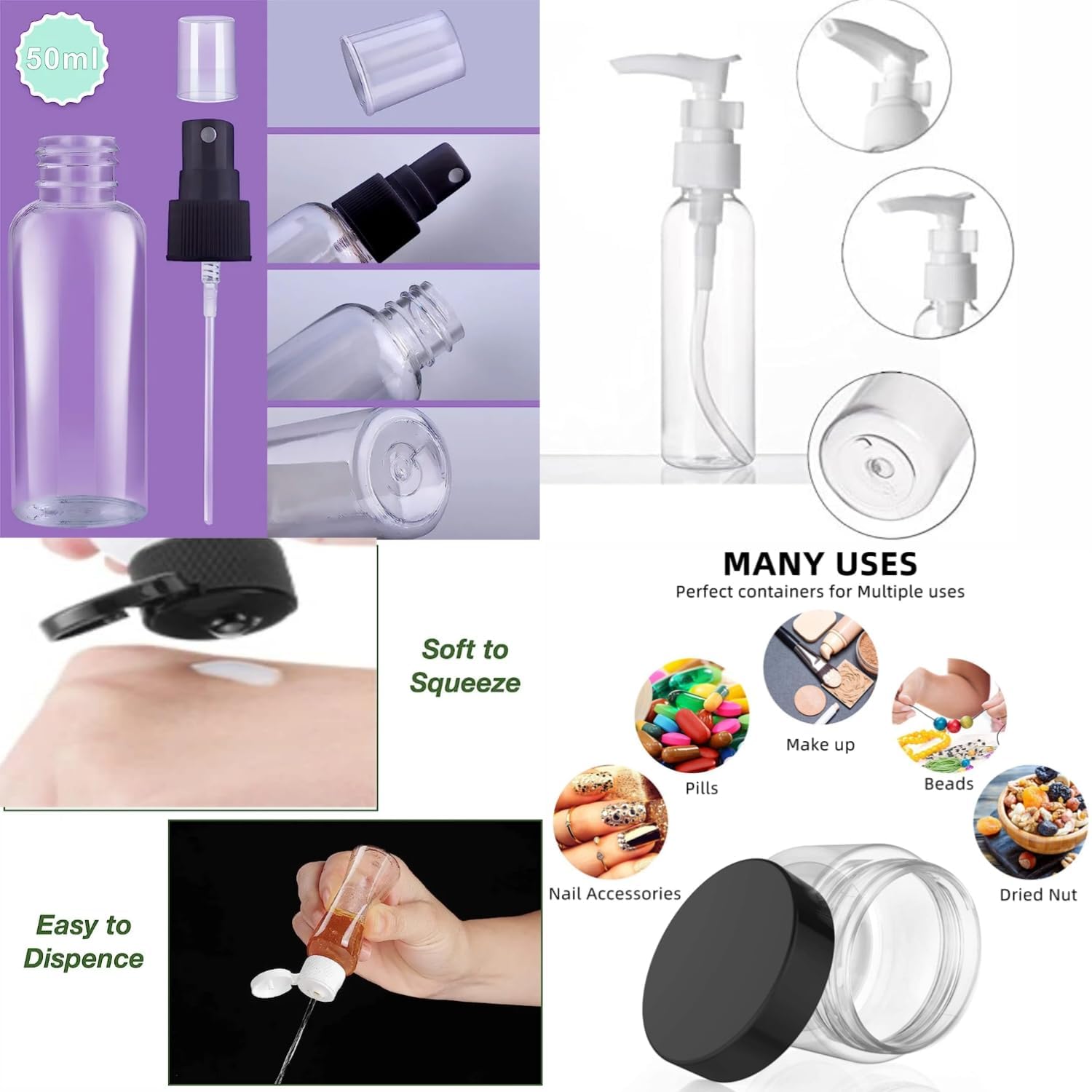 Leak Proof Travel Toiletry Bottles Set - TSA Approved Cosmetic Containers for Shampoo, Lotion & Skincare | Portable Toiletry Kit for Women & Men (14cm Width) - Perfect for Air Travel, Gym, Camping & Vacation Essentials