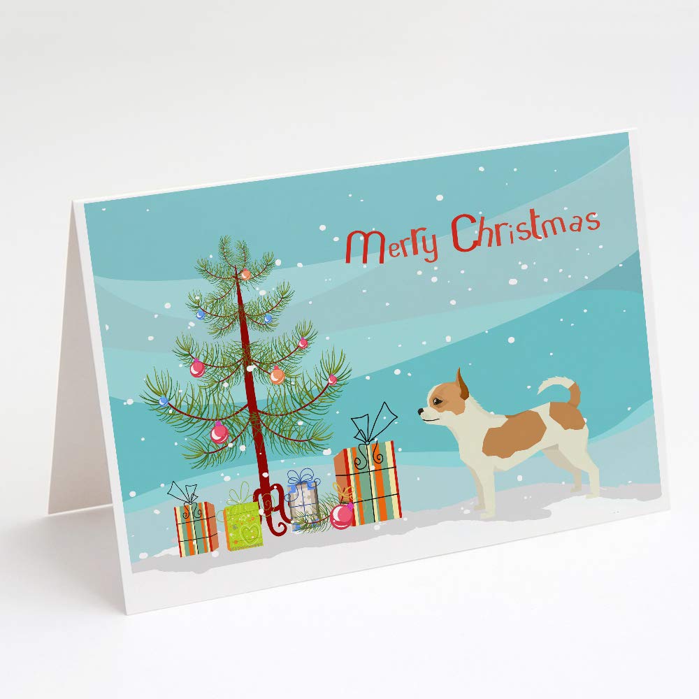 Chihuahua Christmas Tree Greeting Cards - Pack of 8 Blank A7 Note Cards (5x7 inches) with Envelopes | Whimsical Holiday Stationery for Christmas Greetings, Party Invitations & Festive Correspondence