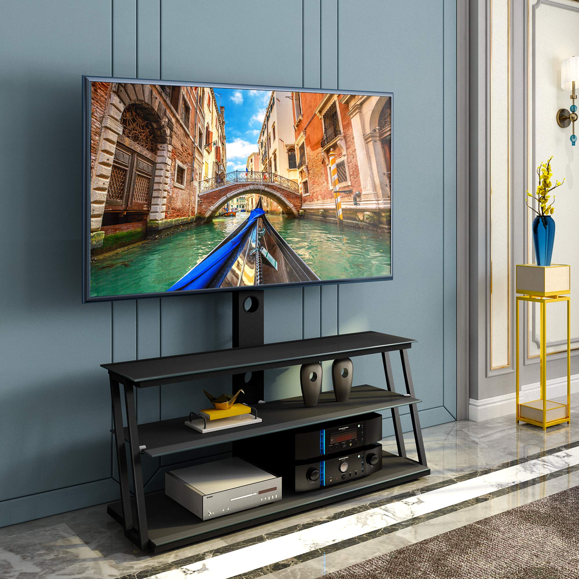 SSLine 3-Tier Tempered Glass TV Stand for 65
