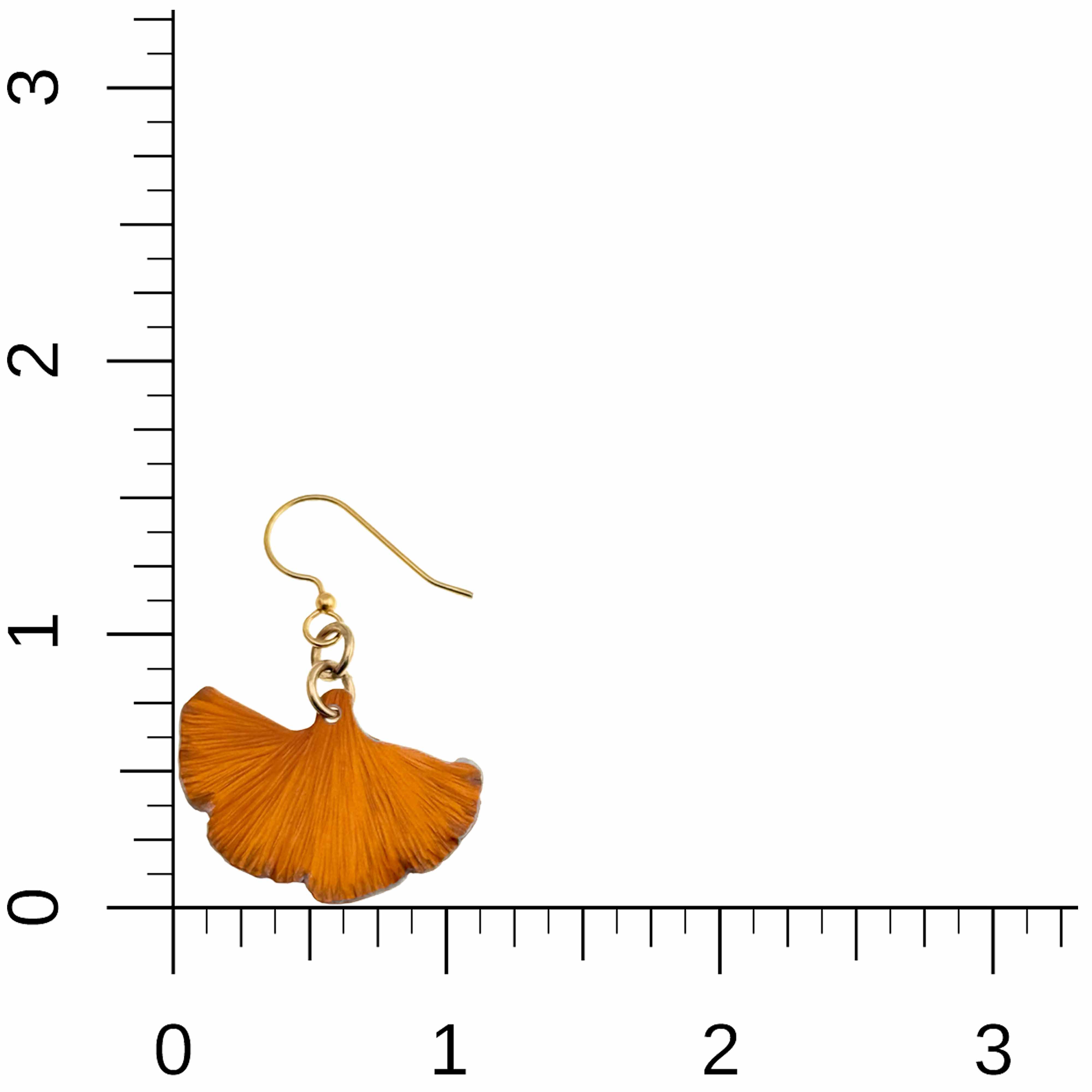 Small Orange Anodized Aluminum Ginkgo Leaf Earrings - Lightweight Dangle Earrings for Women, Nature-Inspired Jewelry - Perfect for Everyday Wear, Boho Outfits & Special Occasions
