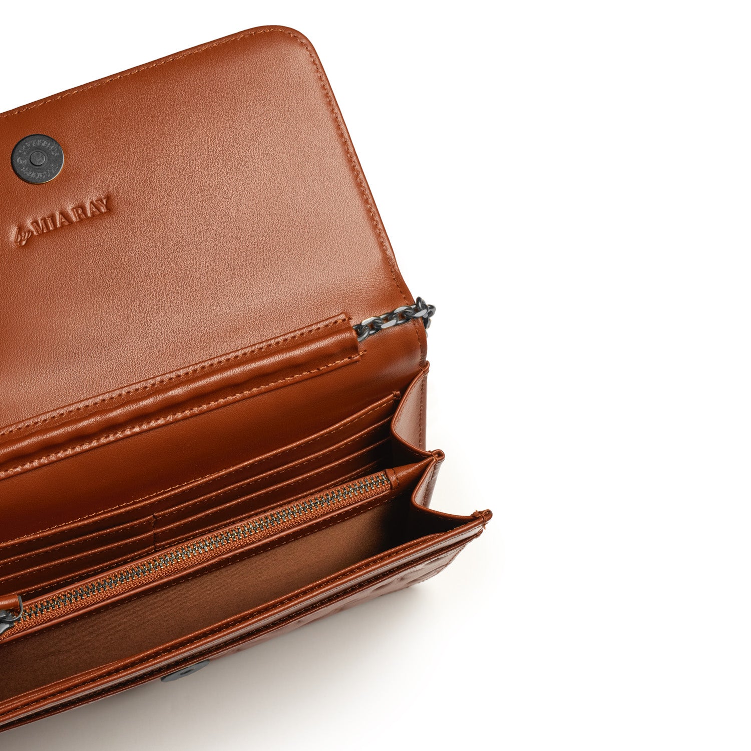 Standard Gunmetal Women's Wallet on Chain (WOC) in Brown - Perfect for Evening Bags, Date Nights & Special Occasions
