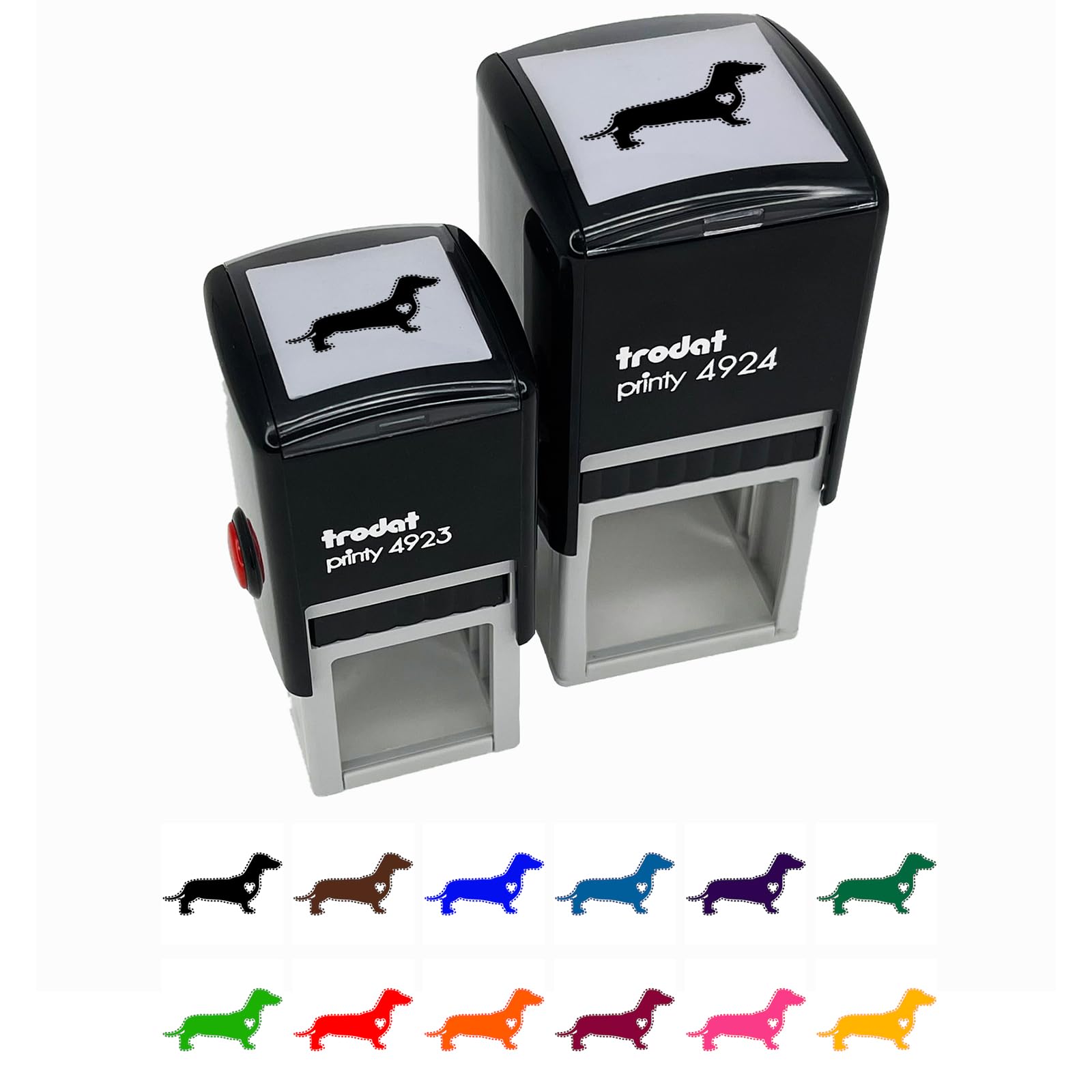Smooth Haired Dachshund Dog with Heart Self-Inking Rubber Stamp - 1 Inch Small Stamp with Black Ink - Perfect for Scrapbooking, Card Making & DIY Crafts