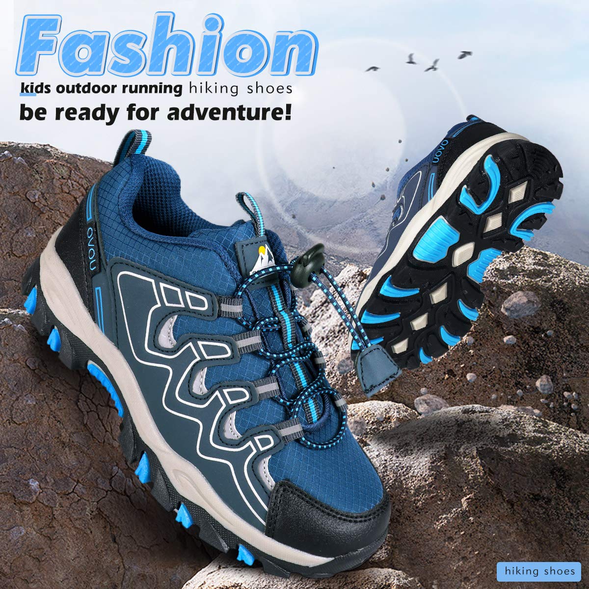 **UOVO Boys Sneakers - Waterproof Running & Hiking Shoes for Kids - Slip-Resistant Athletic Outdoor Shoes for Little & Big Boys - Perfect for School, Sports & Play**