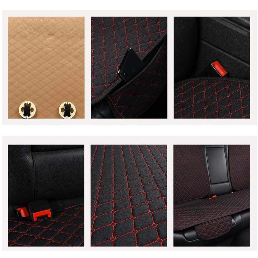 Universal Flax Car Seat Cover - 4 Seasons Rear Seat Cushion with Backrest, Breathable Auto Chair Protector & Car Mat Pad (Red) - Perfect for Road Trips, Daily Commutes & Pet Protection