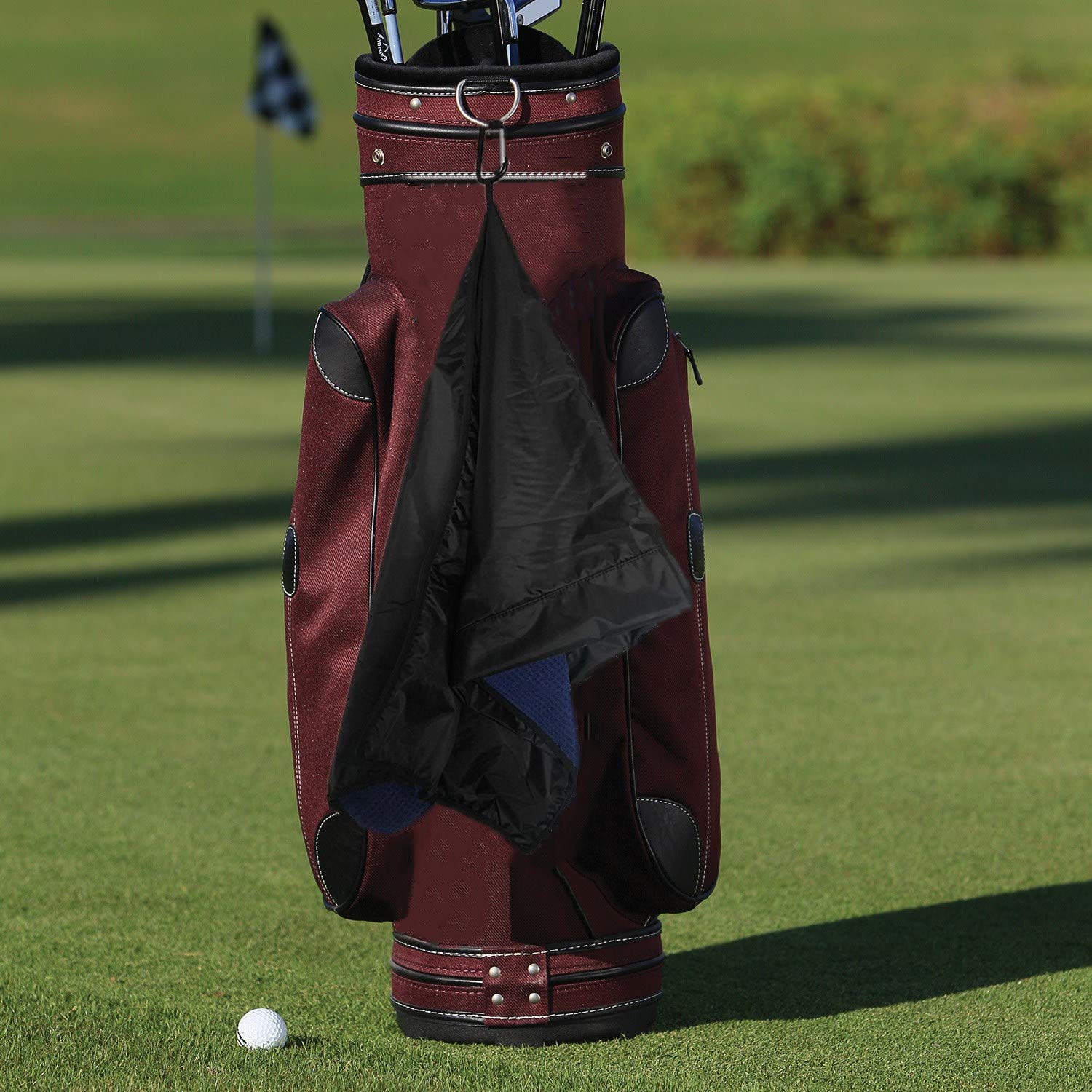 FINGER TEN Golf Rain Hood Towel with Clip - Waterproof Waffle Pattern Golf Towel for Men & Women - Perfect for Golf Bags, Rain Protection & On-Course Use