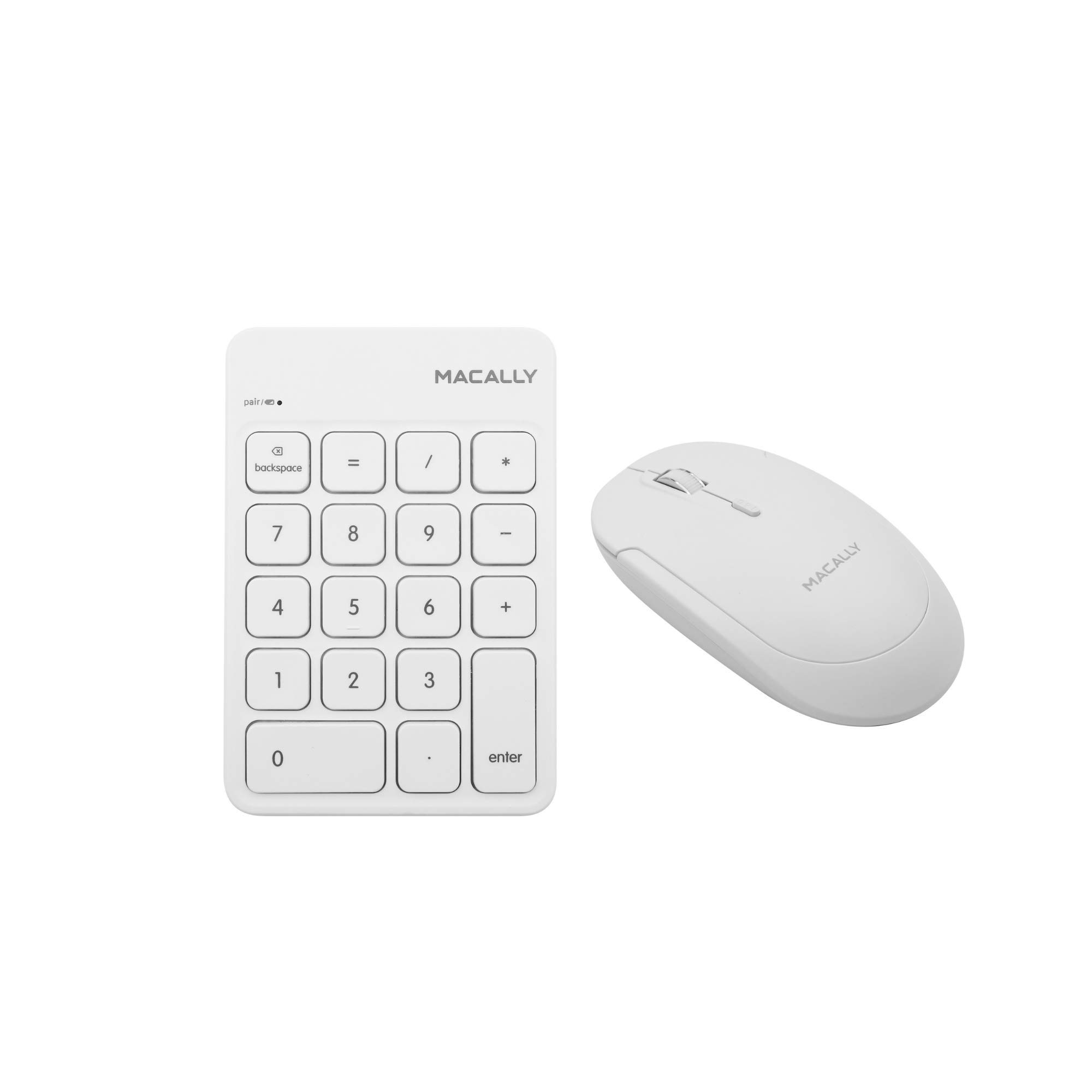 Macally Wireless Bluetooth Numeric Keypad & Mouse Combo for Mac/PC - Portable Calculator Keyboard & Ergonomic Mouse for Office, Accounting, Data Entry & Remote Work