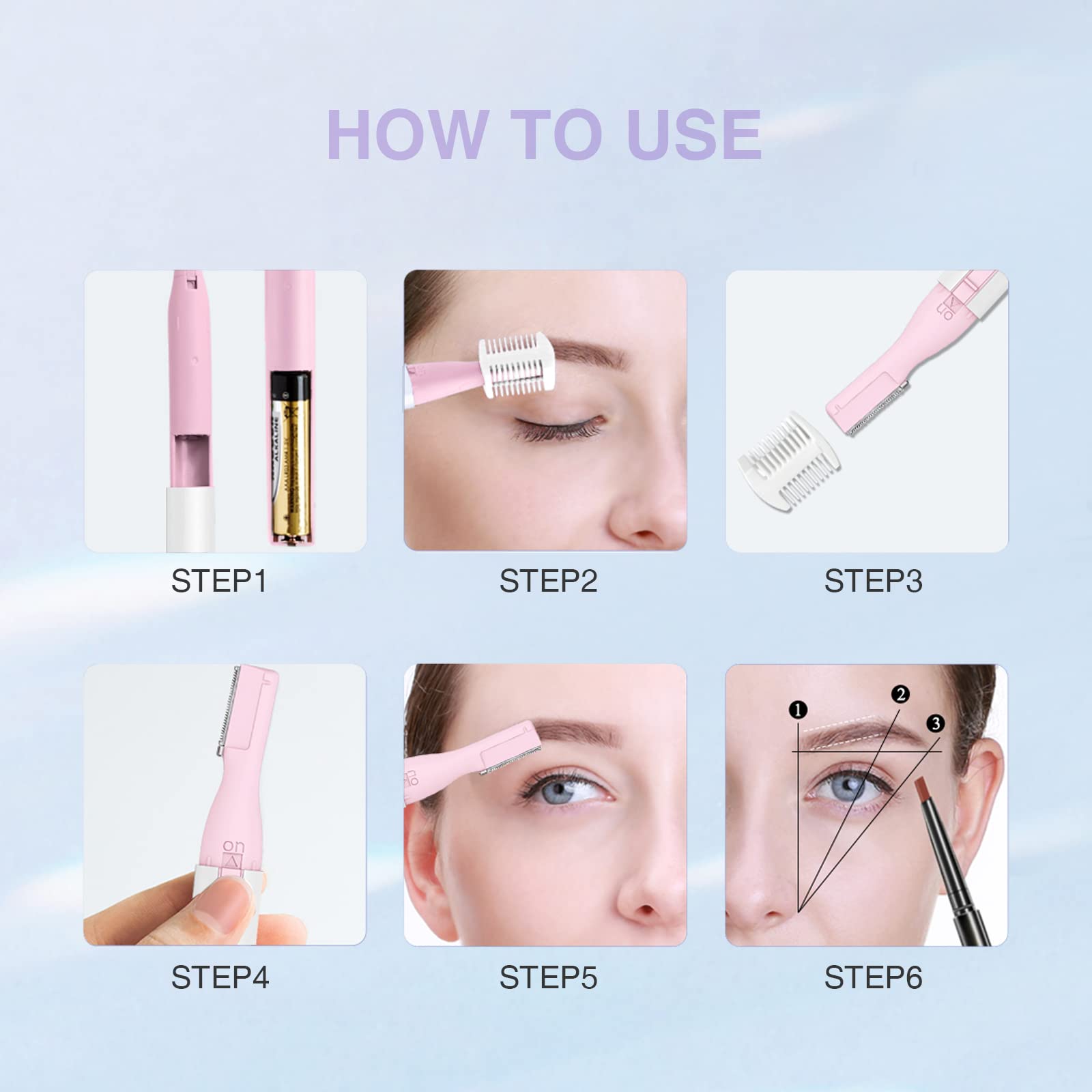 TOUCHBeauty Battery-Powered Eyebrow Trimmer with Comb - Painless Facial Hair Remover for Eyebrows, Neckline, Nose & Ears | Perfect for Home Grooming, Travel & Quick Touch-Ups
