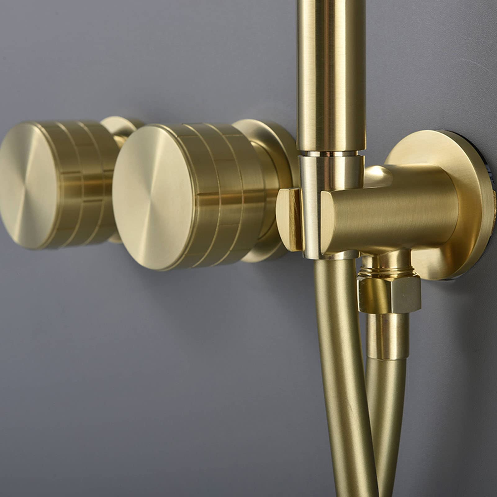 Luxury 10 Inch Brushed Gold Shower System - Wall Mounted Rainfall Shower Head with Handheld Shower Combo Set for Modern Bathroom | Perfect for Spa-Like Experience in Master Bath & Guest Bathrooms