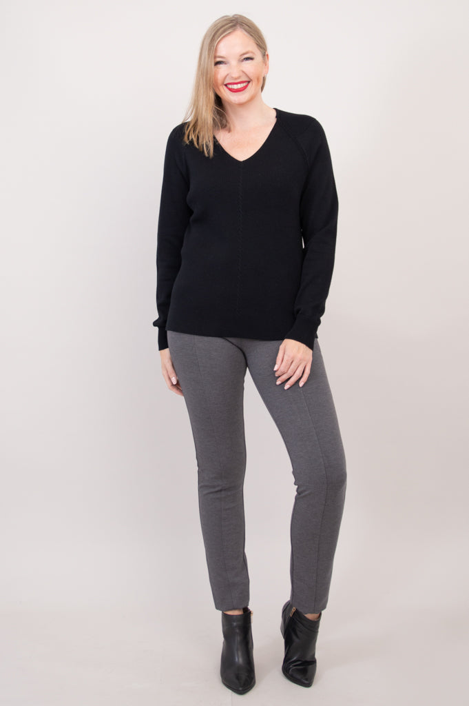 Claudia Women's Cotton Sweater - Soft & Comfortable Black Pullover for Casual Wear & Layering