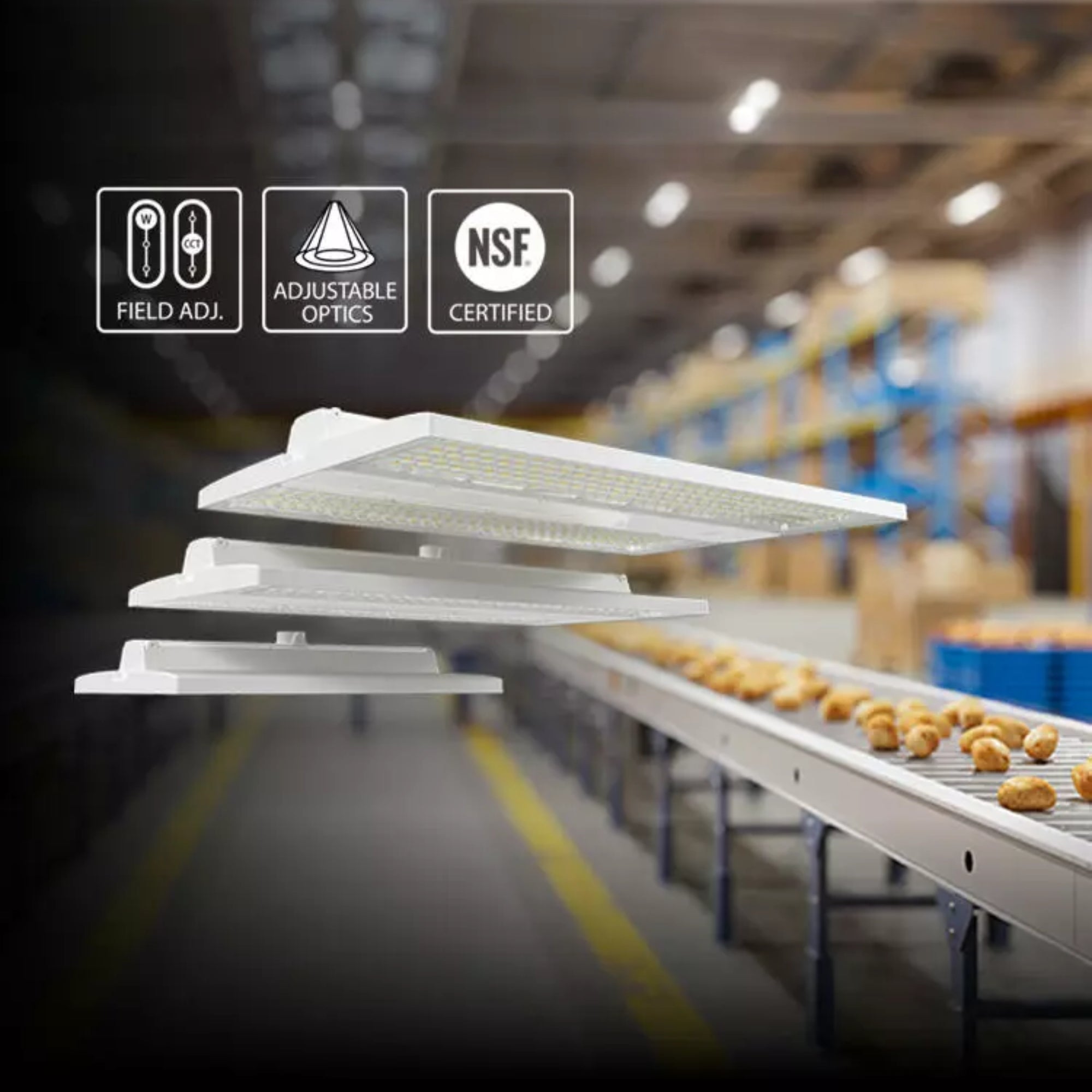 2ft High Bay LED Light 320W - 48,600 Lumens - 35K/40K/50K Color Temperature - 480V - Energy Efficient Warehouse Lighting for Industrial & Commercial Spaces