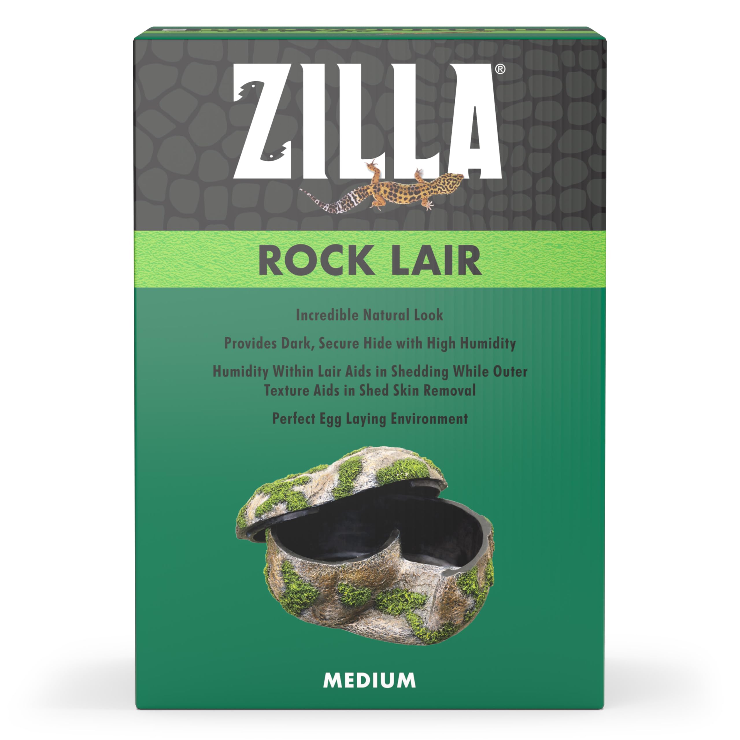 Zilla Medium Pet Terrarium Rock Lair - Natural Hideout for Reptiles & Amphibians - Perfect for Bearded Dragons, Geckos & Small Pets - Ideal for Desert & Tropical Terrarium Setups