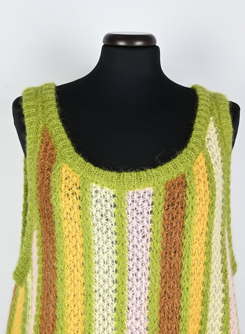 Miu Miu Green Striped Wool Gilet Size 40 - Women's Fashion Vest for Office & Casual Wear