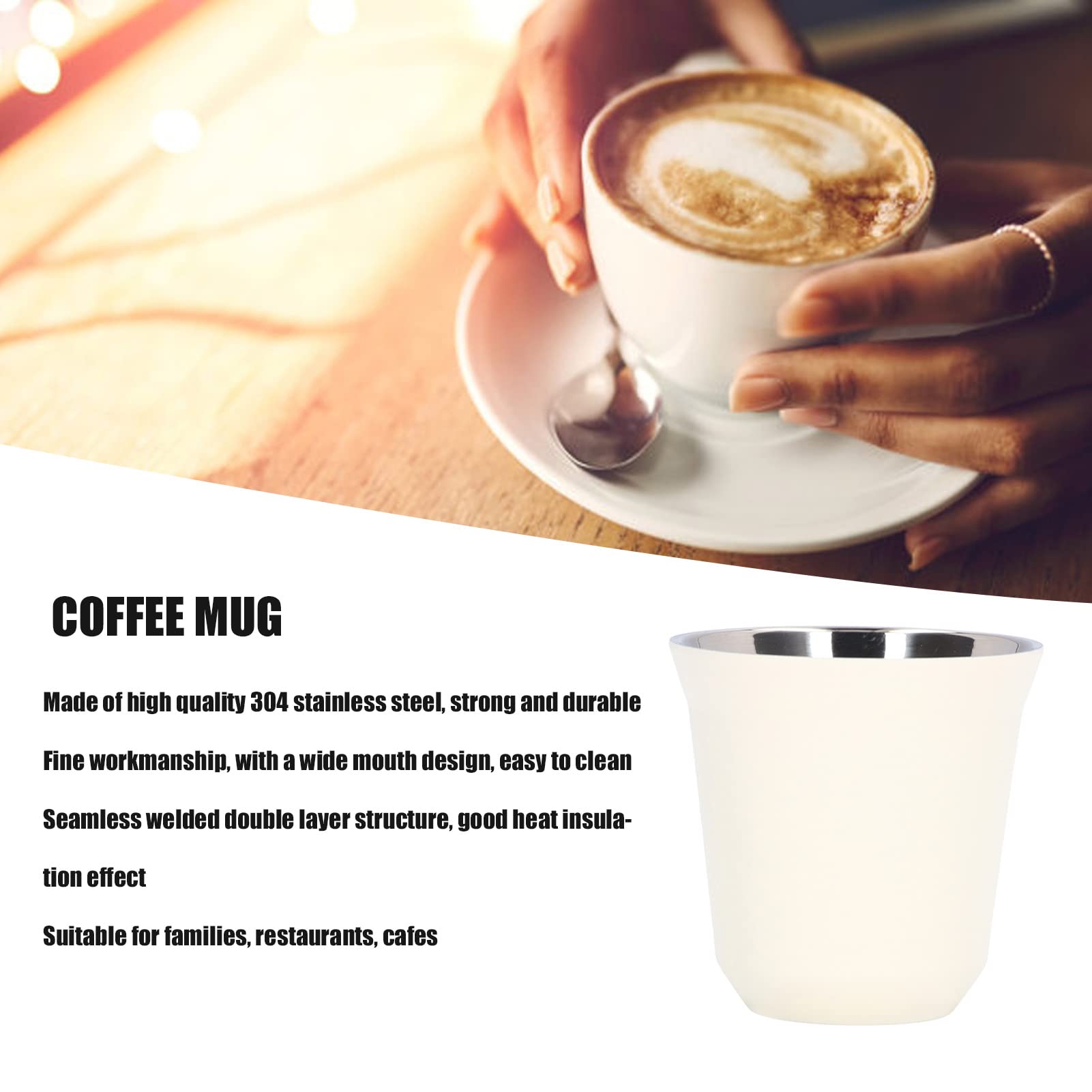 Premium 304 Stainless Steel Double Wall Coffee Mug - 16oz Wide Mouth Vacuum Insulated Travel Tumbler for Hot & Cold Drinks - Perfect for Office, Camping, Commuting & Gifts (White)