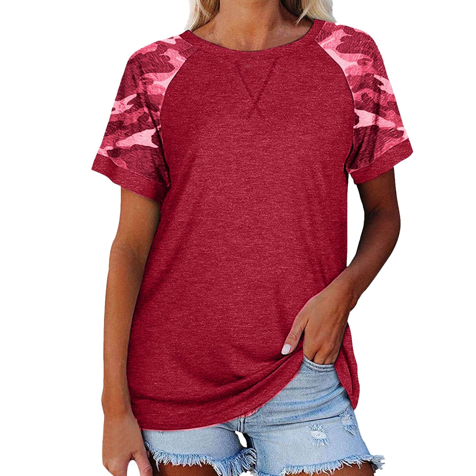 Black Oversized T-Shirts for Women - Camouflage Print Crew Neck Short Sleeve Tee | Casual Streetwear, Loungewear & Everyday Comfort